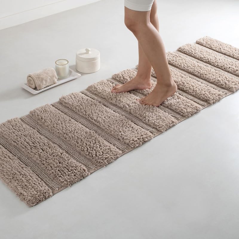 Spread Spain Luxury Cotton Bathmat 50X130 cm - Super Absorbent Non-Slip Resort-Style Bathroom & Kitchen Rug Soft and Durable Floor Mat for Home Spa (50X130cm COBL STN)