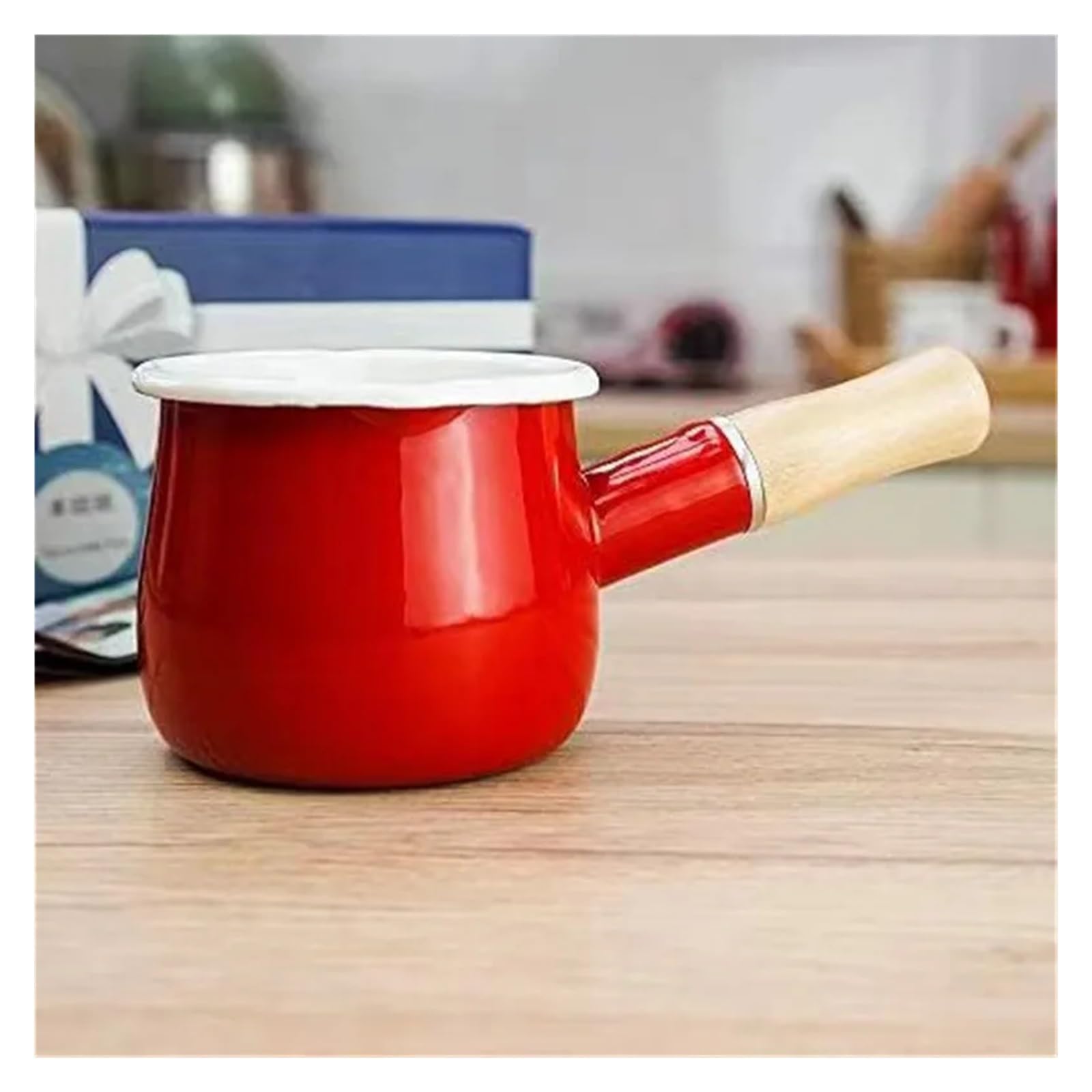 Emaillierter Milchtopf, Ergänzungstopf, kann gebraten Werden, kann gekocht Werden, köchelnde Marmelade, Butterpfanne, Milchschmelztopf for den Herd für Küche, Esszimmer
