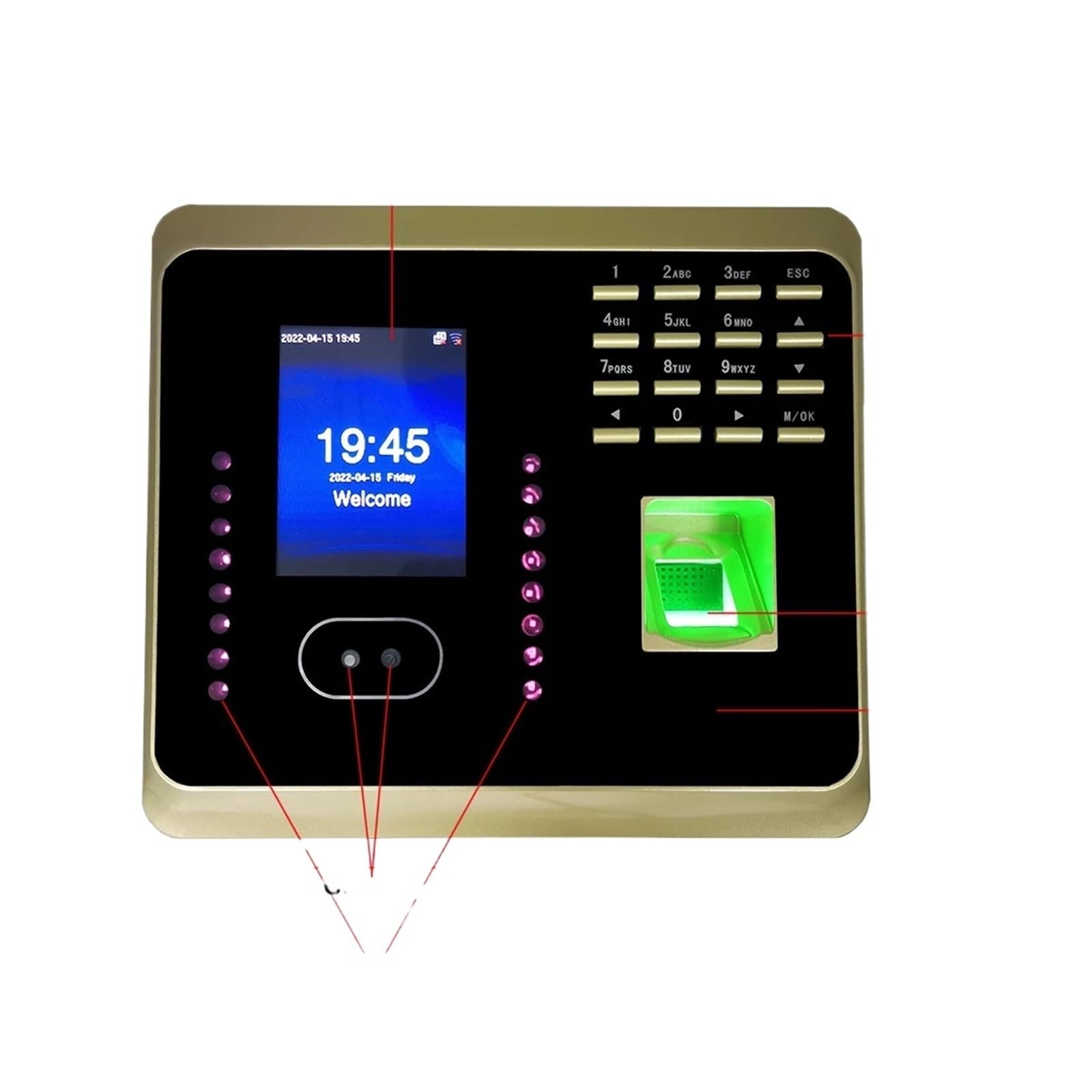 Zegar w maszynie, System biometrycznego rozpoznawania twarzy, zegar czasu pracy z czytnikiem linii papilarnych, urządzenie elektroniczne do zarządzania obecnością pracowników dla pracowników Biznes Au