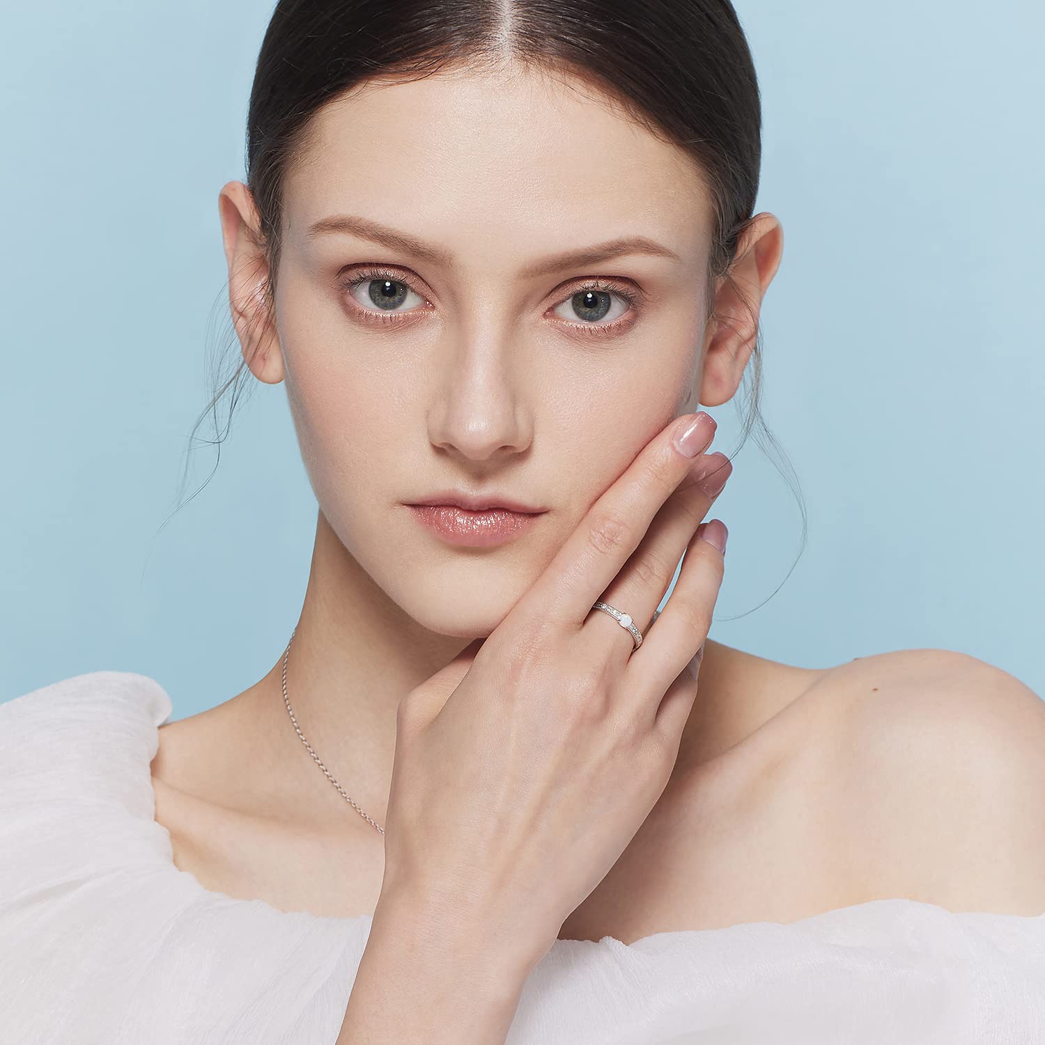 Meissa Opal Ringe für Frauen Geburtsstein Ringe Stapelbare Ringe 925 Sterling Silber Gold Ringe Echte Opal Ringe Größe verstellbar von 49-56.5