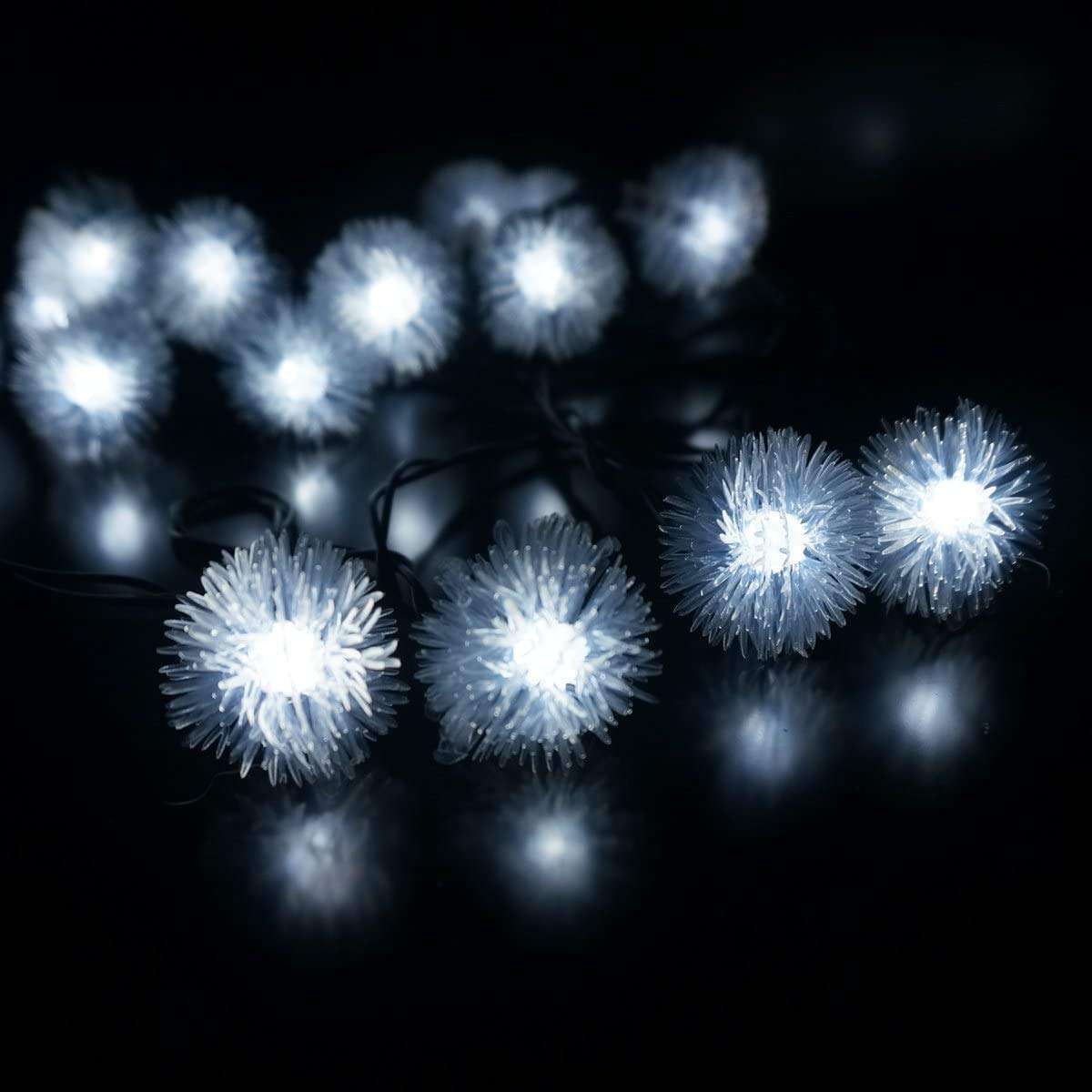 OKQYIMAQQ Solar Chuzzle String Lights Outdoor, 7m 50LED Solar Globe Fairy String Lights Waterproof 8 Mode for Garden Yard (White)