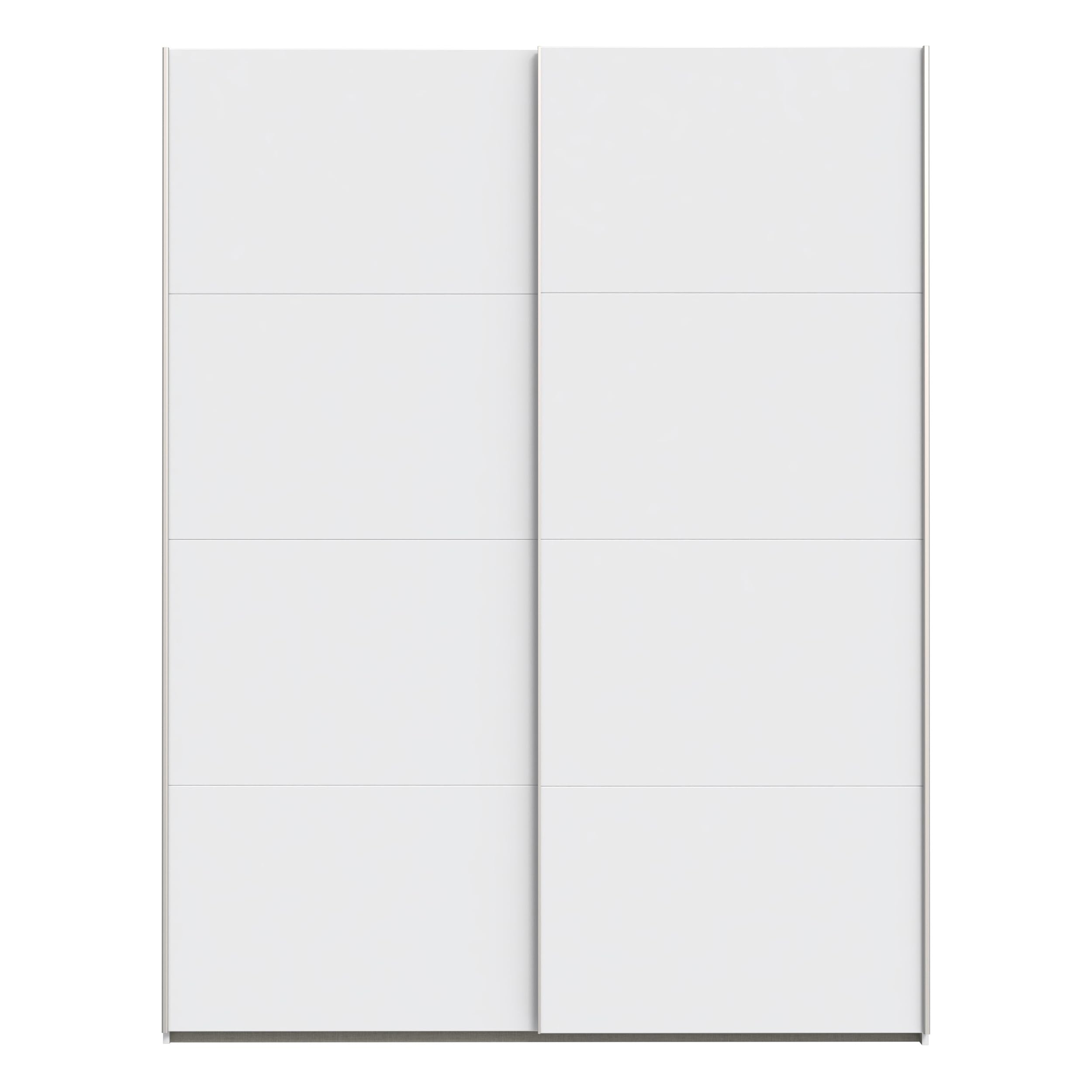 Forte FITTIO Kleiderschrank 180, moderner Schwebetürenschrank, 2-türig, Kleiderstange, Einlegeböden, Schlafzimmer, Holzwerkstoff, Weiß, 180,1 cm breit x 235 cm hoch x 61,2 cm tief