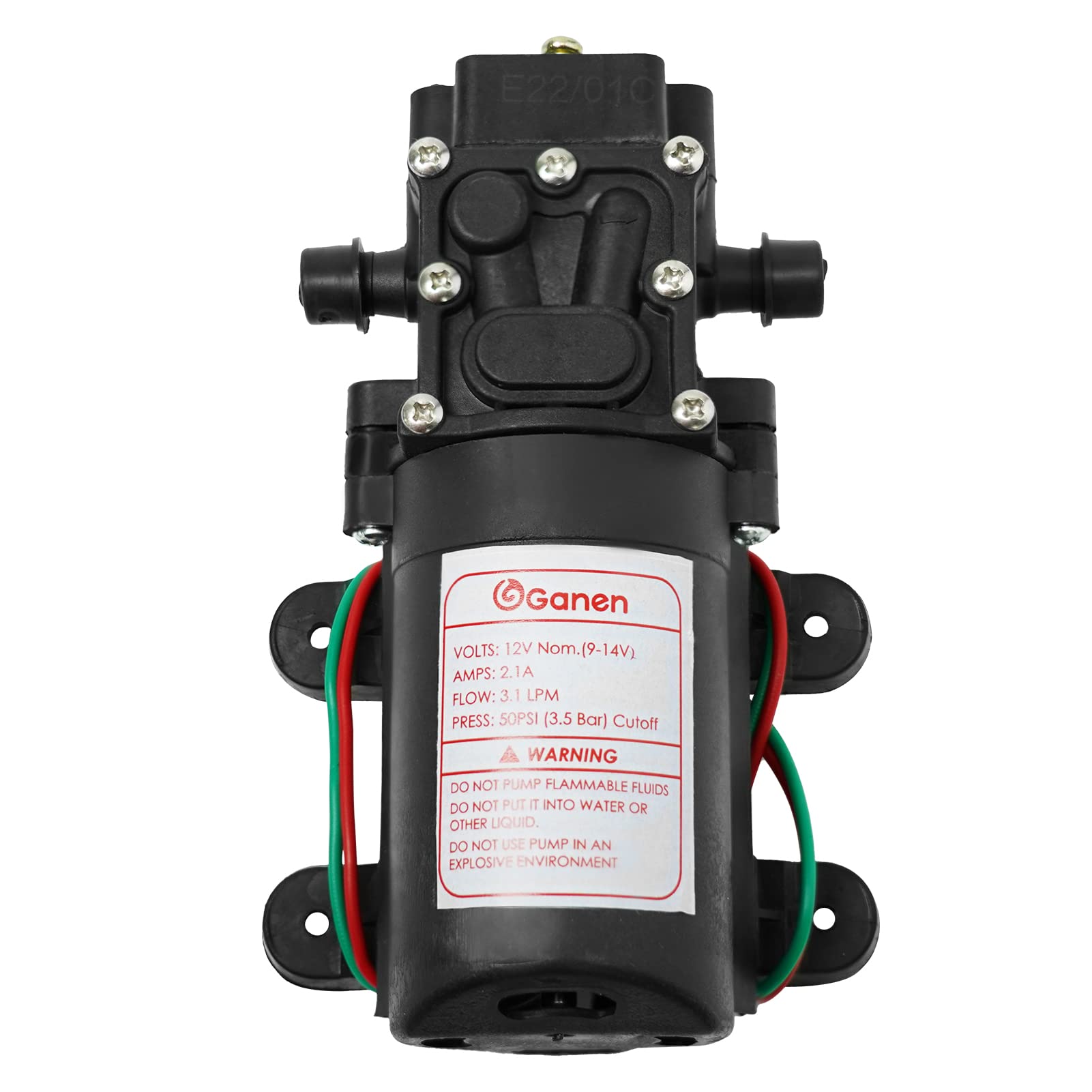 Seuenelf G Ganen 12V DC Fresh Water Pump 12 Volt Diaphragm Pump Self Priming Sprayer Pump 3.1 L/Min 0.82 GPM 50 PSI for RV Camper Marine Boat Lawn