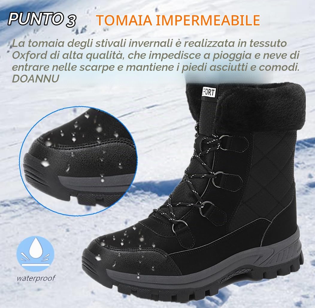Stivali da neve da donna invernali impermeabili caldi foderati in pelliccia stivaletti a metà polpaccio stivali Antiscivolo stivali da passeggio stivali da trekking Stivaletti All'aperto