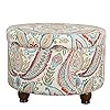 Homepop home decor upholstered round storage ottoman ottoman with storage for living room bedroom bold paisley large  urban country home decor