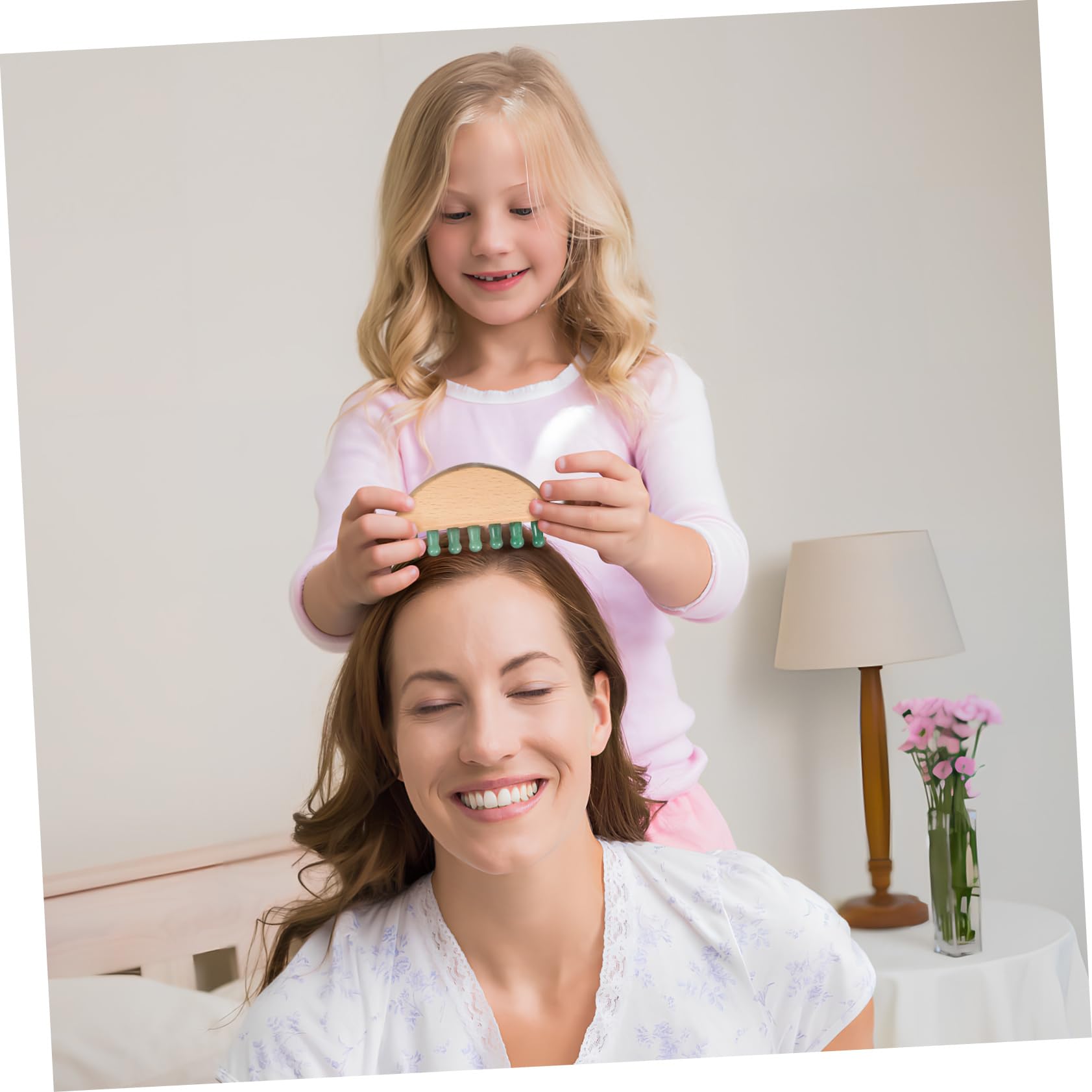 5stücke Kopfhautmassagekamm Jade Zähne Ergonomischer Holzgriff Sanfte Kopfhautmassage Tragbares Massagewerkzeug Für Entspannung Und Durchblutungsförderung