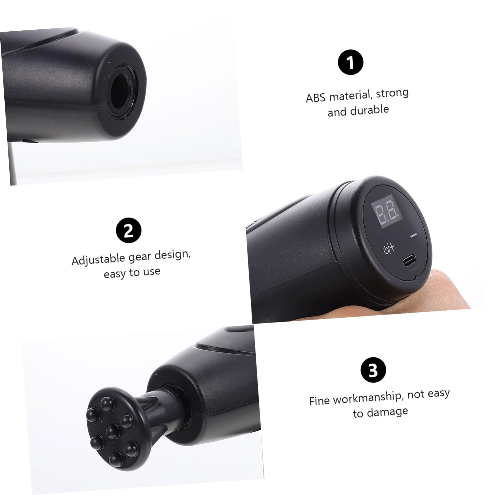 CALLARON Masajeador Corporal Doméstico 6 Niveles de Masaje Profundo, 4 Cabezales Intercambiables y Batería de 1200 Mah para Alivio Muscular en Espalda, Cuello y Piernas