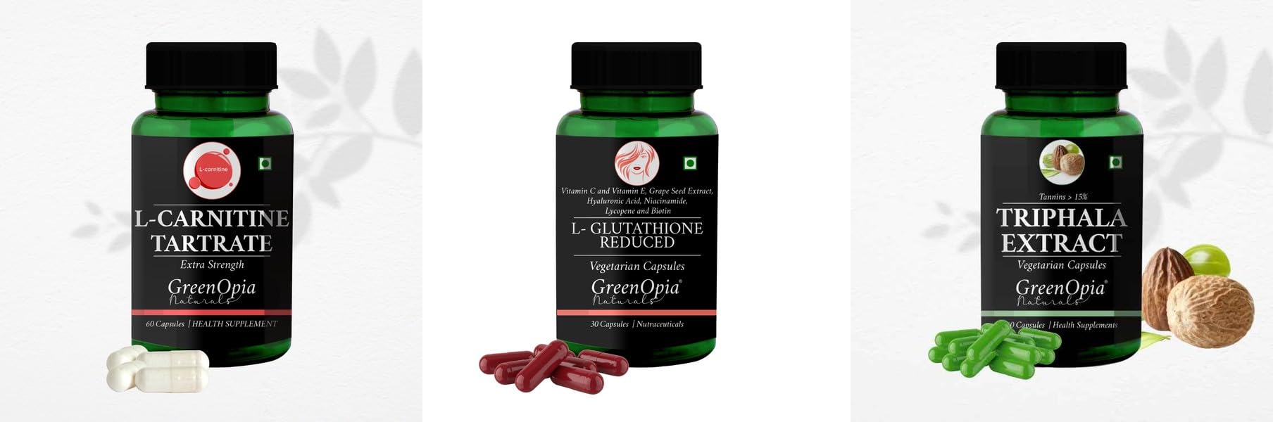 glutathione with l-carnitine drip L Carnitine 1 +L Reduced + Triphala Daily Health Pack |60 CAPSULES Health & Personal Care Multi Pack:Pack Of 9 Mary & May Tranexamic Prevent + Support