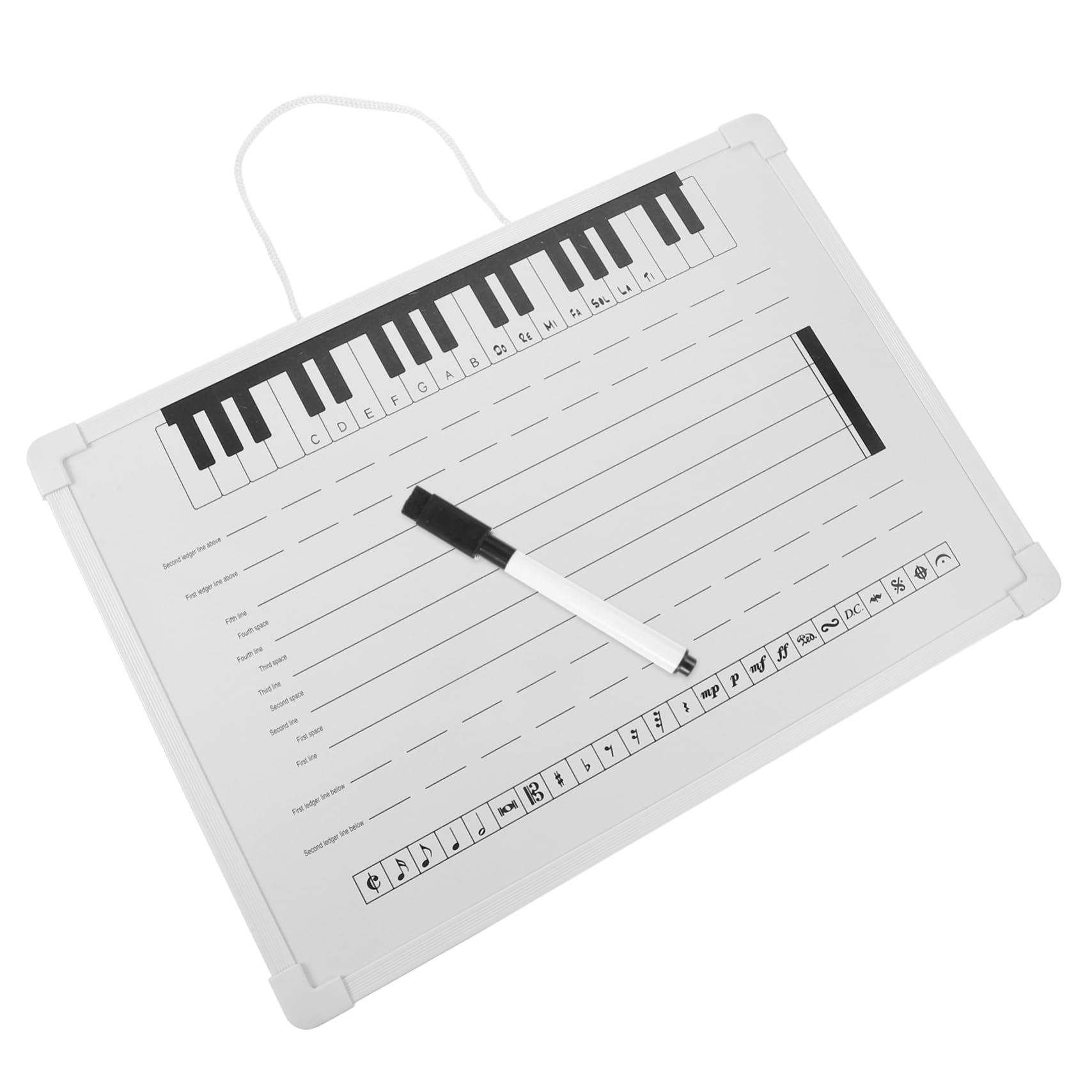 SHOWERORO Notenlinien und Magnetischen Notenaufklebern mit Abwischbarer Oberfläche Whiteboard Leichtes Kunststoff Whiteboard für Schule und Zuhause Tragbares Mitarbeiter Schoßtafel Satz