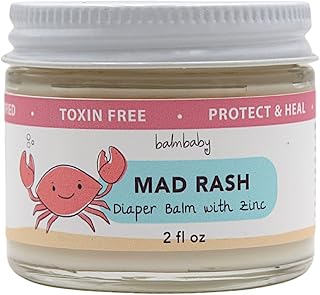 Mad Rash Diaper Balm with Zinc by Balm Baby – Natural Diaper Rash Cream & Multipurpose Baby Skin Ointment with Calendula, Vegan - Soothing, Healing, Moisturizing – Newborn Cradle Cap