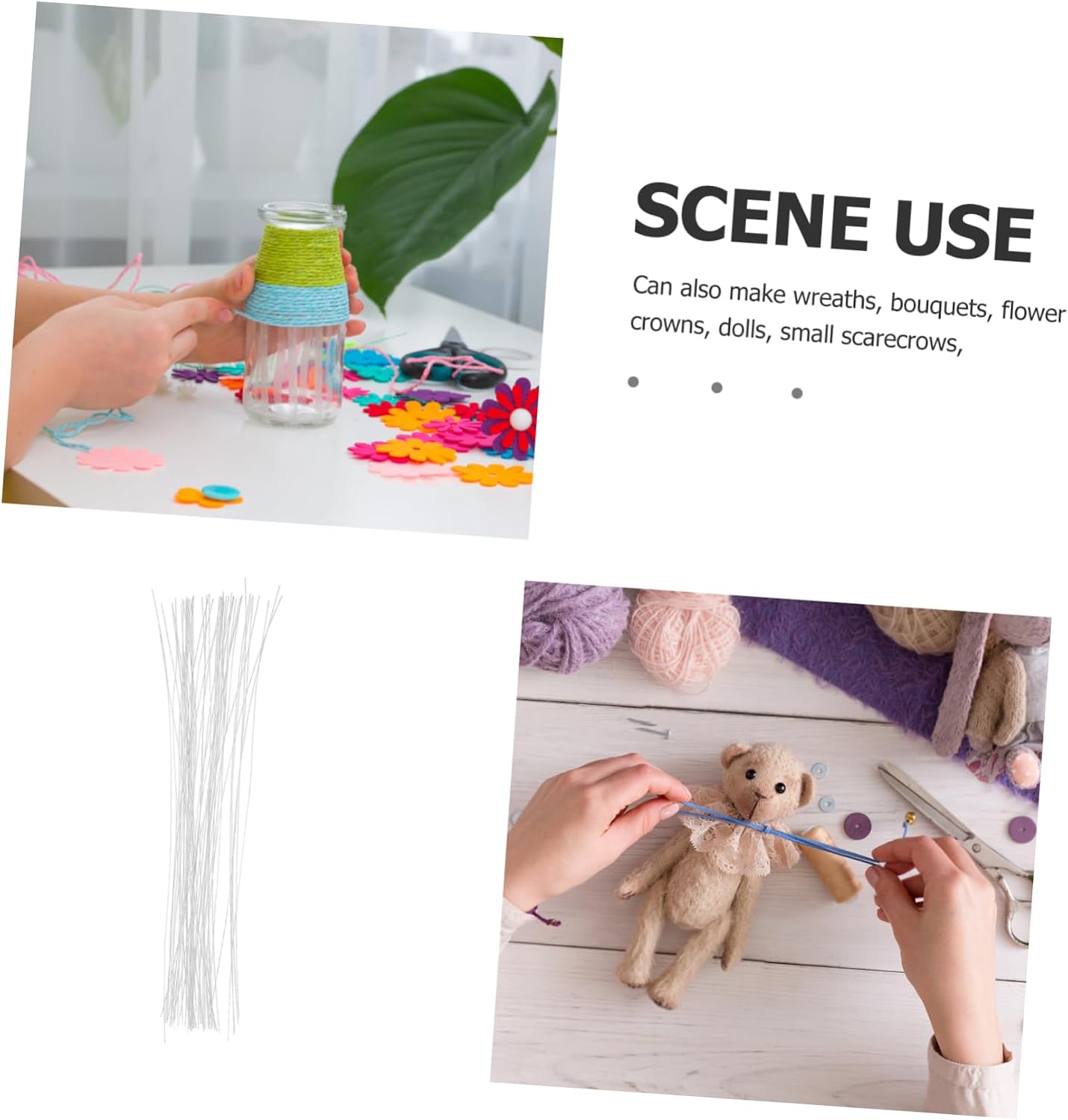 Lurrose 150pcs Gauge White Floral Wire for Craft Flexible and Floral Stems for Flower Arrangements Bouquets Wreaths and Decorations for Handmade Projects