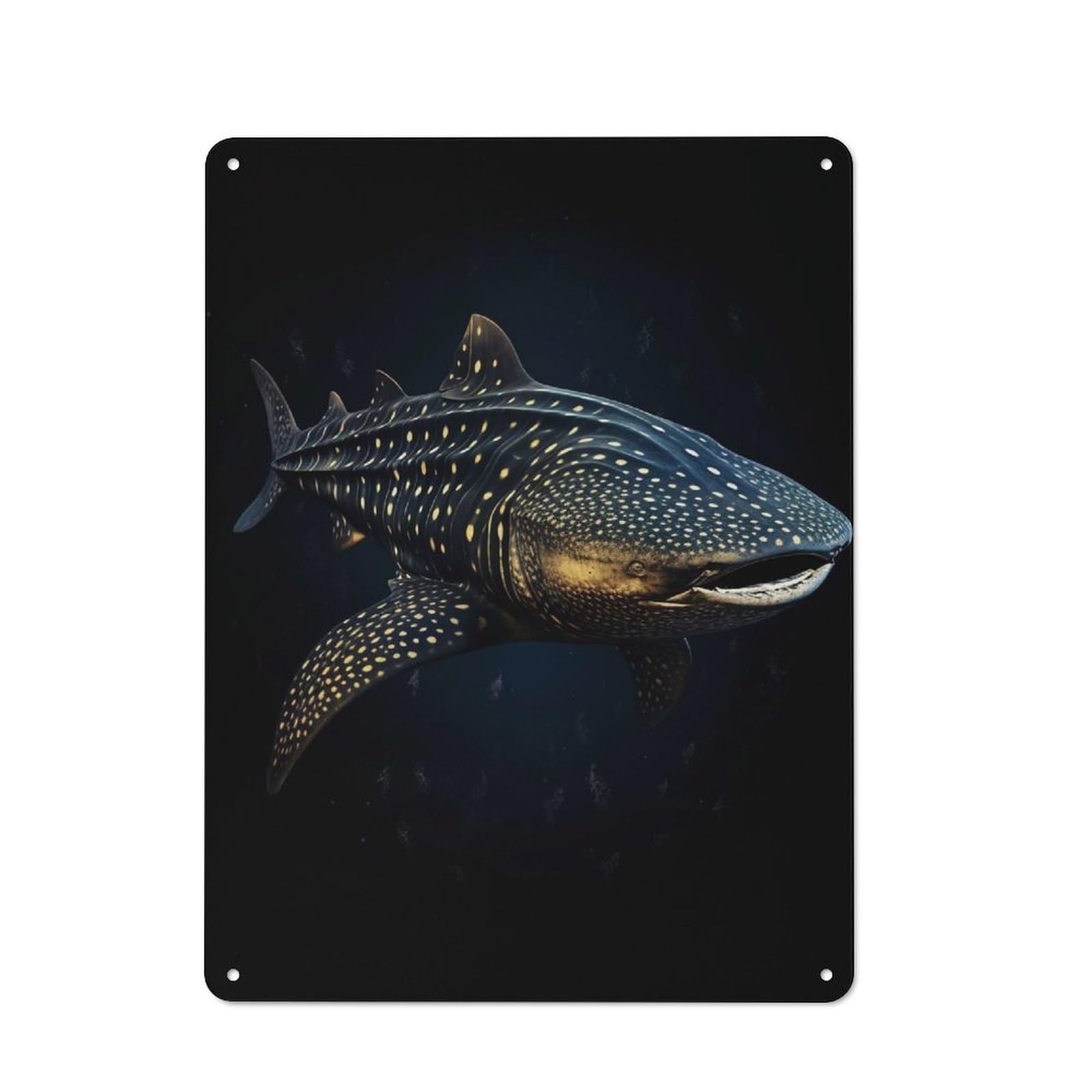 Junmoney Style-3 Tin Wall Plaque 40X30cm With Whale Shark For Garage Wall, Suited To People Furnishing A Garage