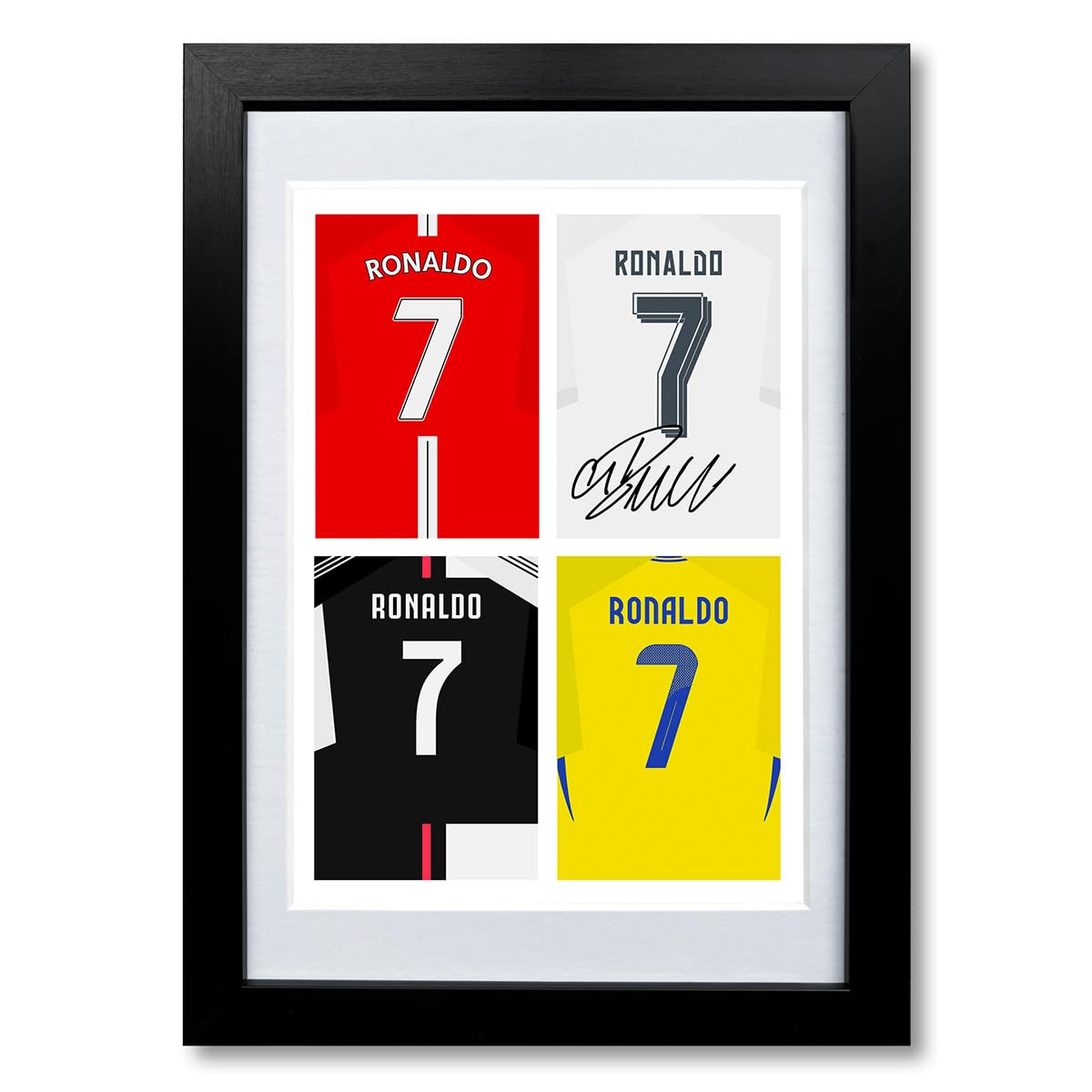 Cristiano Ronaldo CR7 Signed Photo Poster Print Autograph Manchester United Real Madrid Juventus Al Nassr Framed Display Memorabilia Portugal legend Gift (A4 framed & mounted)