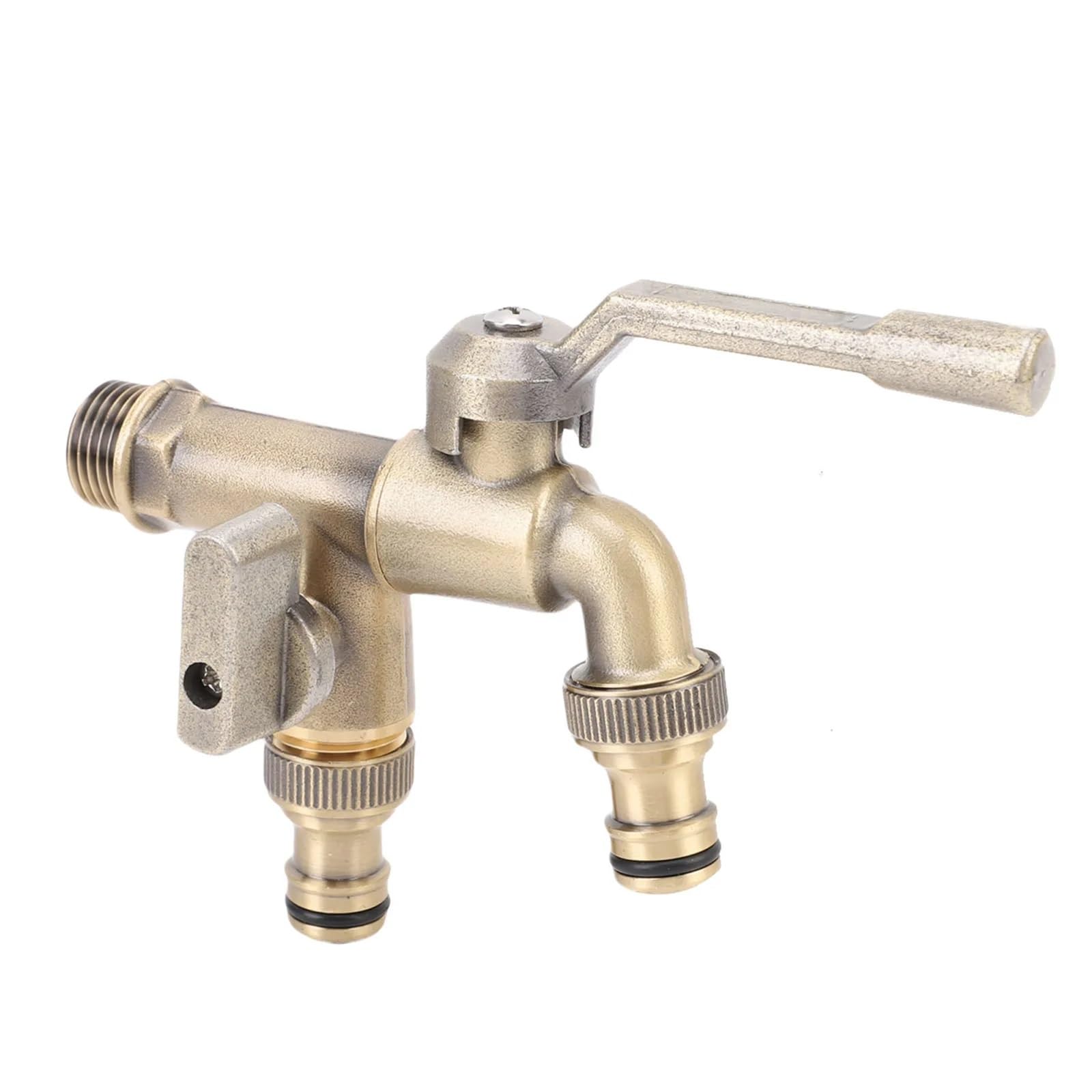 Rubinetto per Acqua Esterno, Controllo Indipendente efficiente, 1 Uscita su 2, valvole a Sfera in Ottone multifunzionali, Rubinetto per Balcone di casa