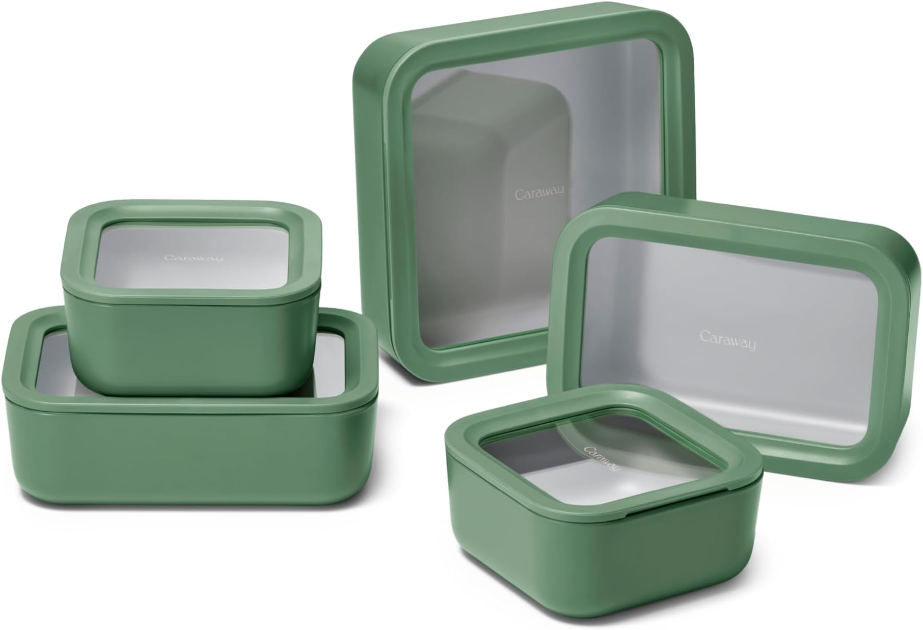 13pc Glass Food Storage Container Set - Easy to Store, Non Toxic Lunch Box - with Glass Lids - Includes Storage Organizer - Sage