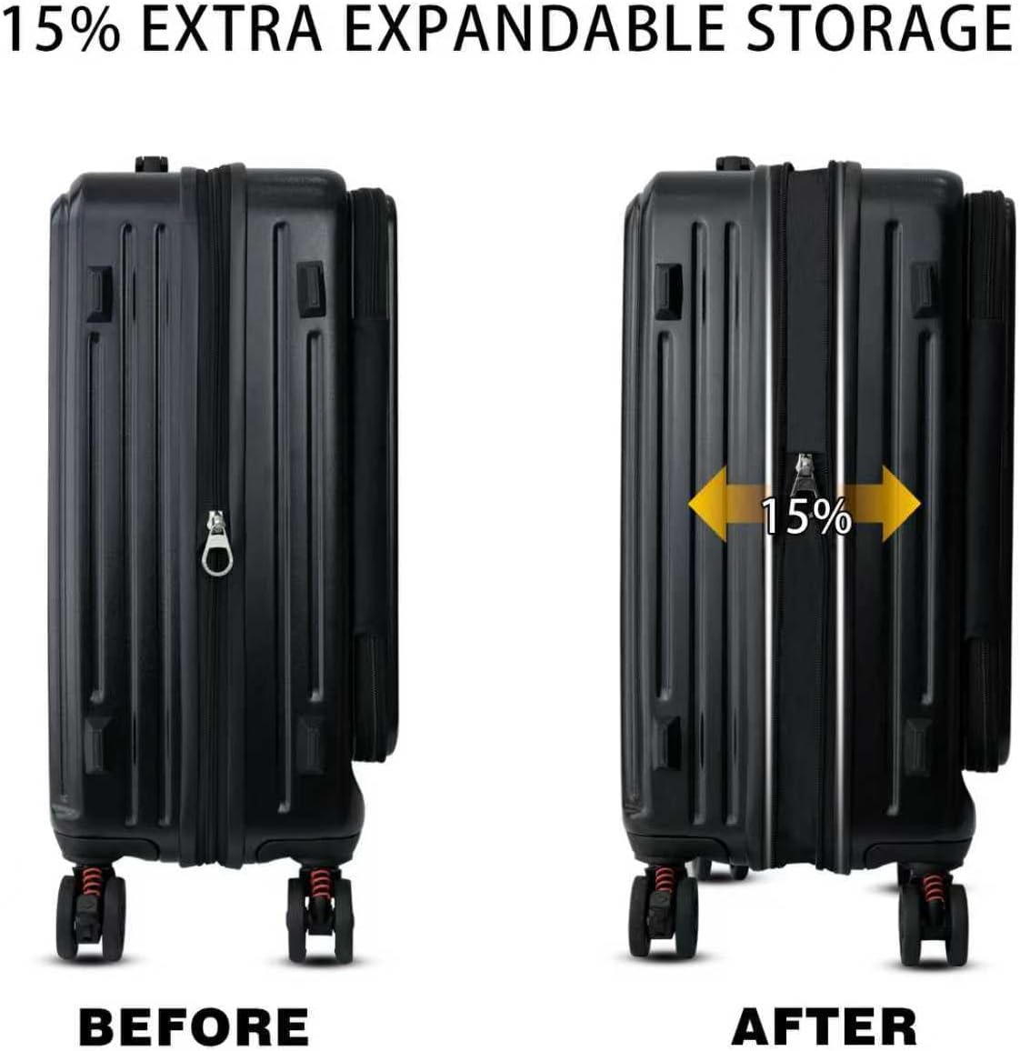 Carry On Luggage 22x14x9Inch Airline Approved with Wheels, Expandable Suitcase Top Opening Lightweight Small Travel Luggage with Cup Holder and Side Hooker, Hard Shell Carry On Suitcases for Weekender - Image 5