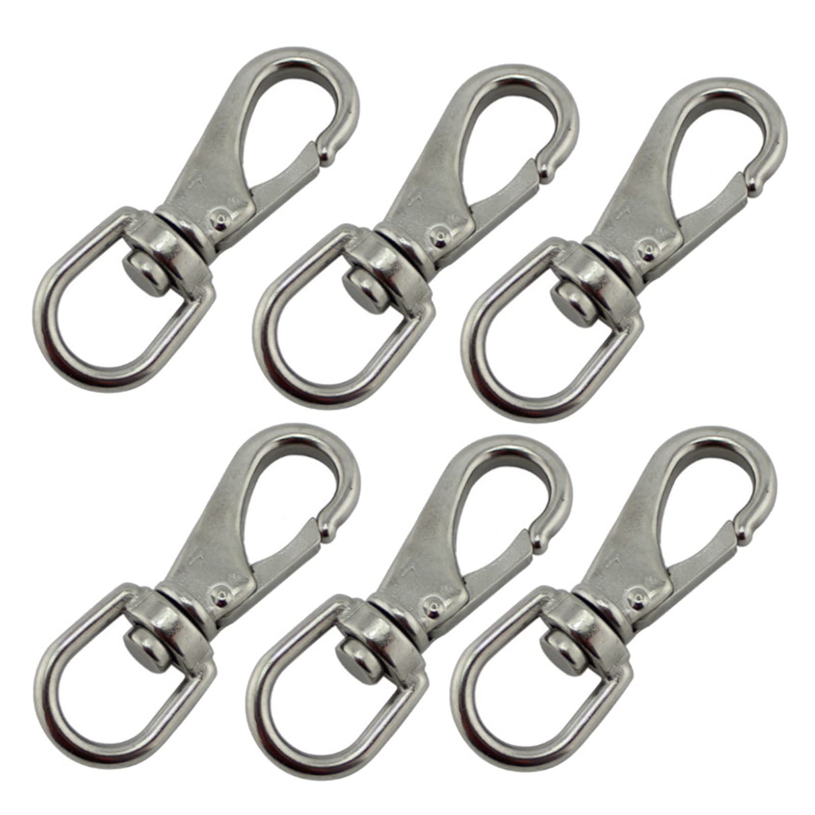 Downwind Packung 6 Marine Boat Drehung Augenfeder Snap Haken Größe 2# M6 304 Edelstahl Silberkette Befestigungshaken Karabiner (Color : 6PCS M6)
