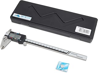 WIKISTORE CALIBRO DIGITALE PROFESSIONALE 200 mm con 4 funzioni, Calibro analogico con becchi da 50 mm, Calibro acciaio con display grande lettura 0,01 mm, Attrezzo da lavoro preciso ed accurato