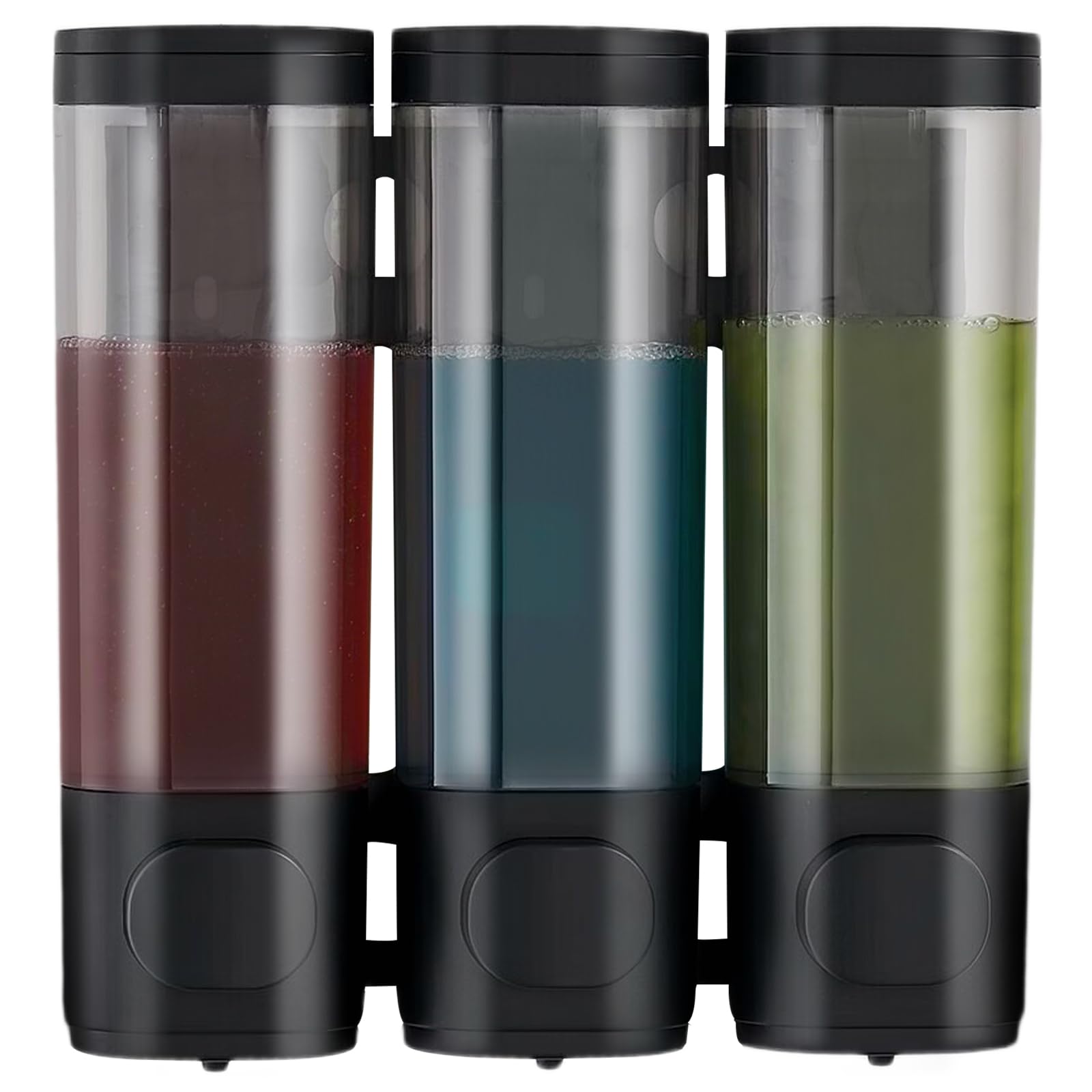 Pollock Wall Mounted Soap Dispenser, 300ml x 3 Shampoo and Conditioner Dispenser, No-Drill Installation Shower Soap Dispenser, Eliminates Shower Clutter, for Bathroom Home Hotel Restaurant – Black