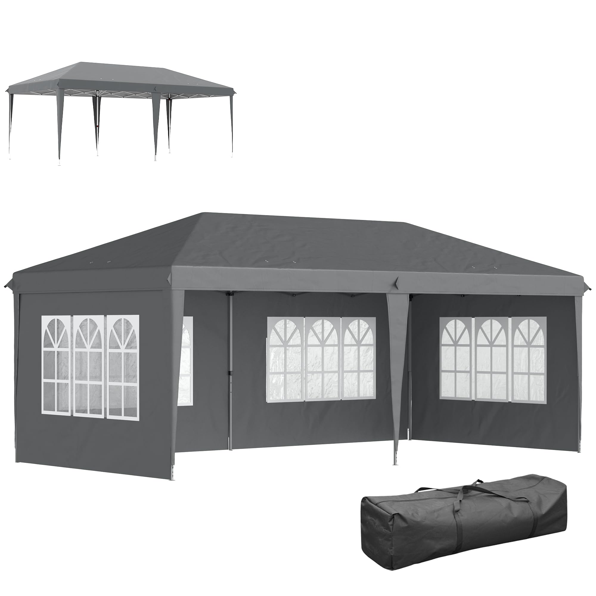 Outsunny Pawilon ok. 3 x 6 m, wodoszczelny, składany pawilon typu pop-up z 4 ścianami bocznymi, okno, namiot imprezowy z ochroną UV, pawilon ogrodowy Oxford, w zestawie torba transportowa, namiot
