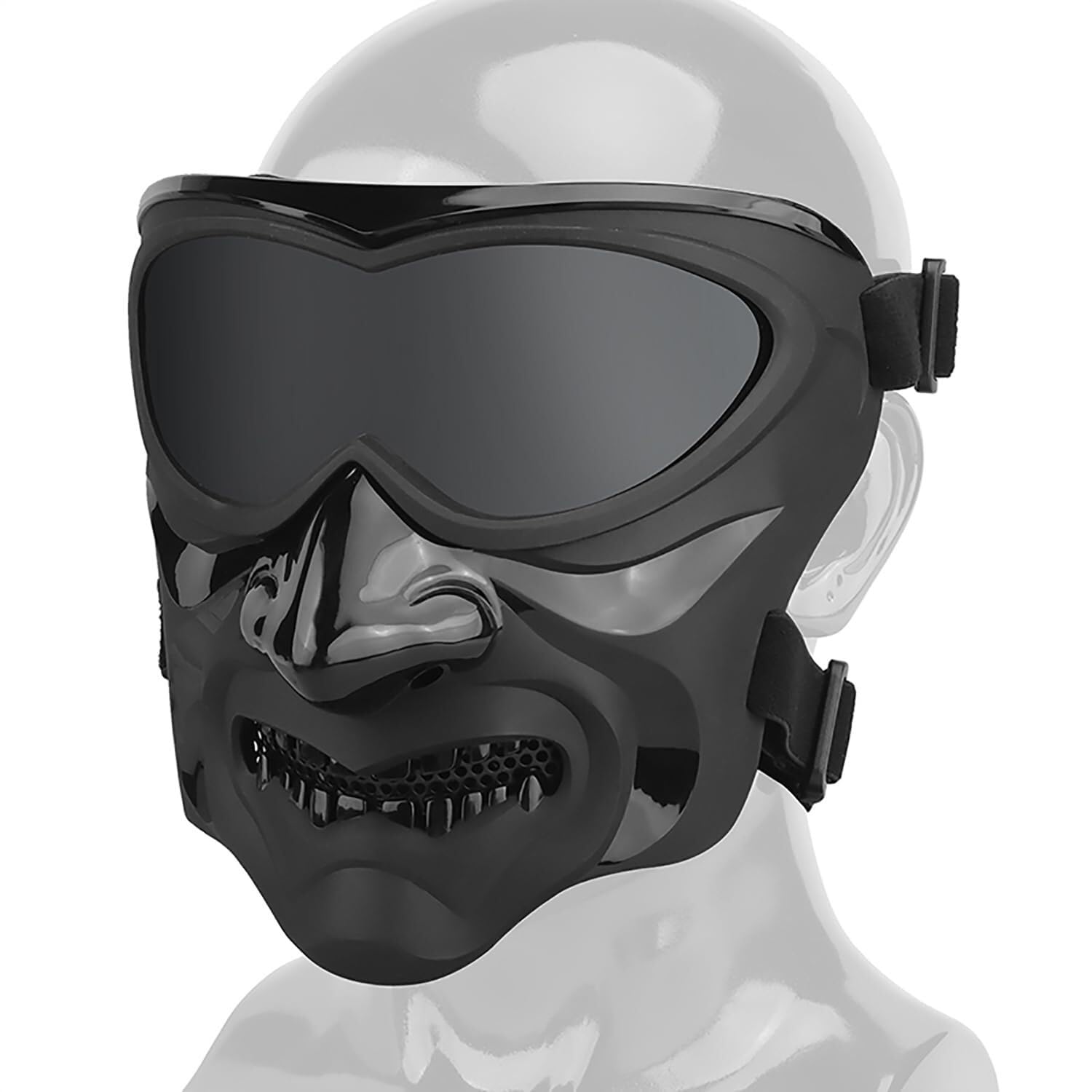 Maska Pełnotwarzowa Z Czaszką I Goglami Do CS Airsoft Paintball Imprez Kostiumowych