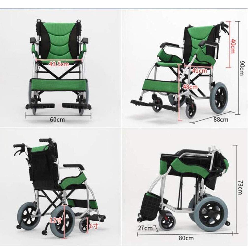 MU Camarero en Silla de Ruedas, Patinete con Doble Freno Neumático No Neumático Pedales Ajustables para Discapacitados/Ancianos,Azul