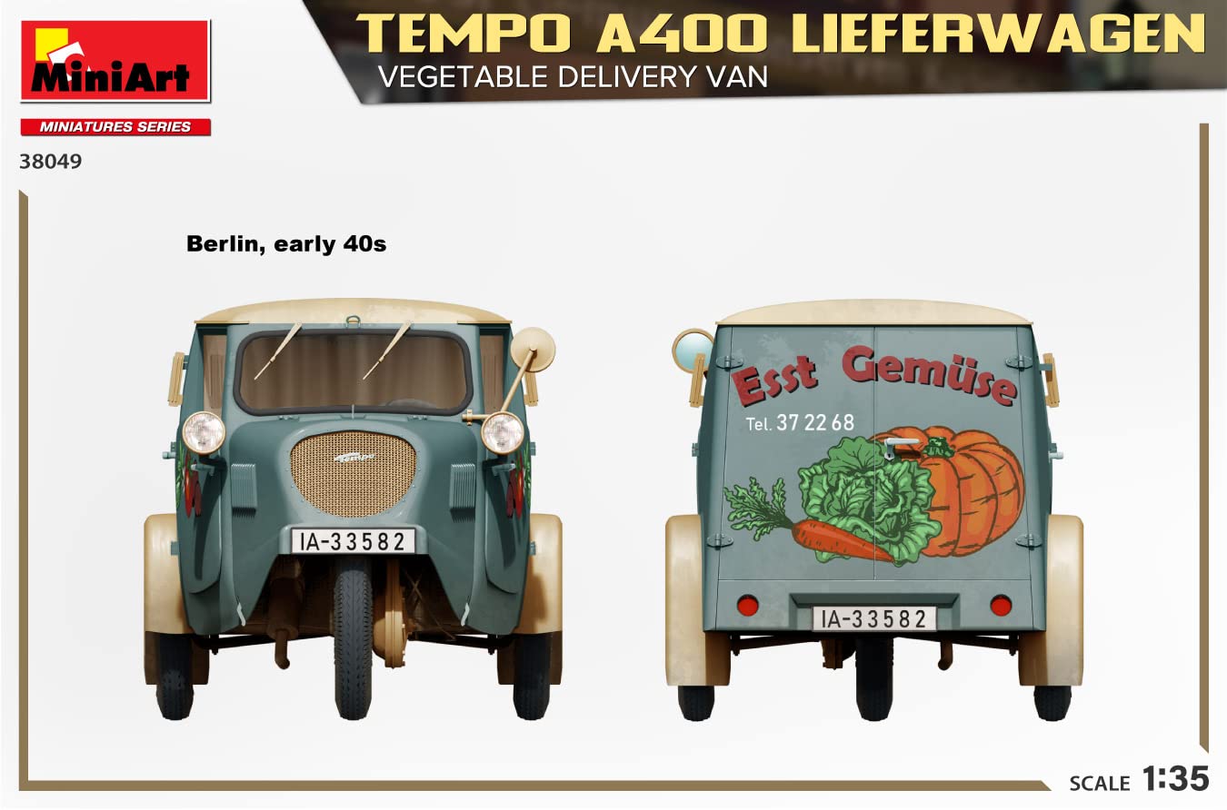 MiniArt MIN38049 1:35-Tempo A400 Lieferwagen, Veg Delivery Van Scale Kit