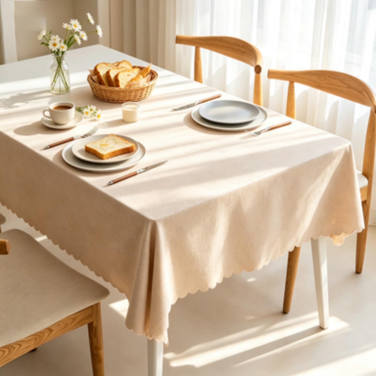 RCYONGQ Table Cover Wipe Clean Tablecloth Water Resistant, Wipeable Tablecloths Water Resistant Durable Scratch Resistant, Washable For Dining Room Kitchen Tabletop Decoration(Khaki,140x240cm)