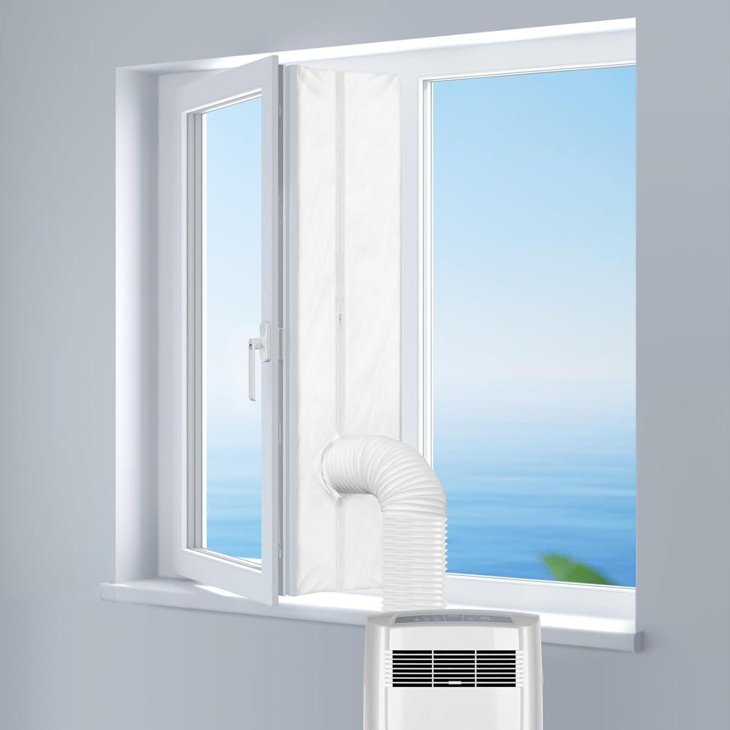 REDTRON 300CM Guarnizione Universale per Finestre per Condizionatore Portatile, Asciugatrice, AirLock Per Tutti Condizionatori Portatili, Facile da Montare Con zip, Hot Air Stop (Facile da Installare)