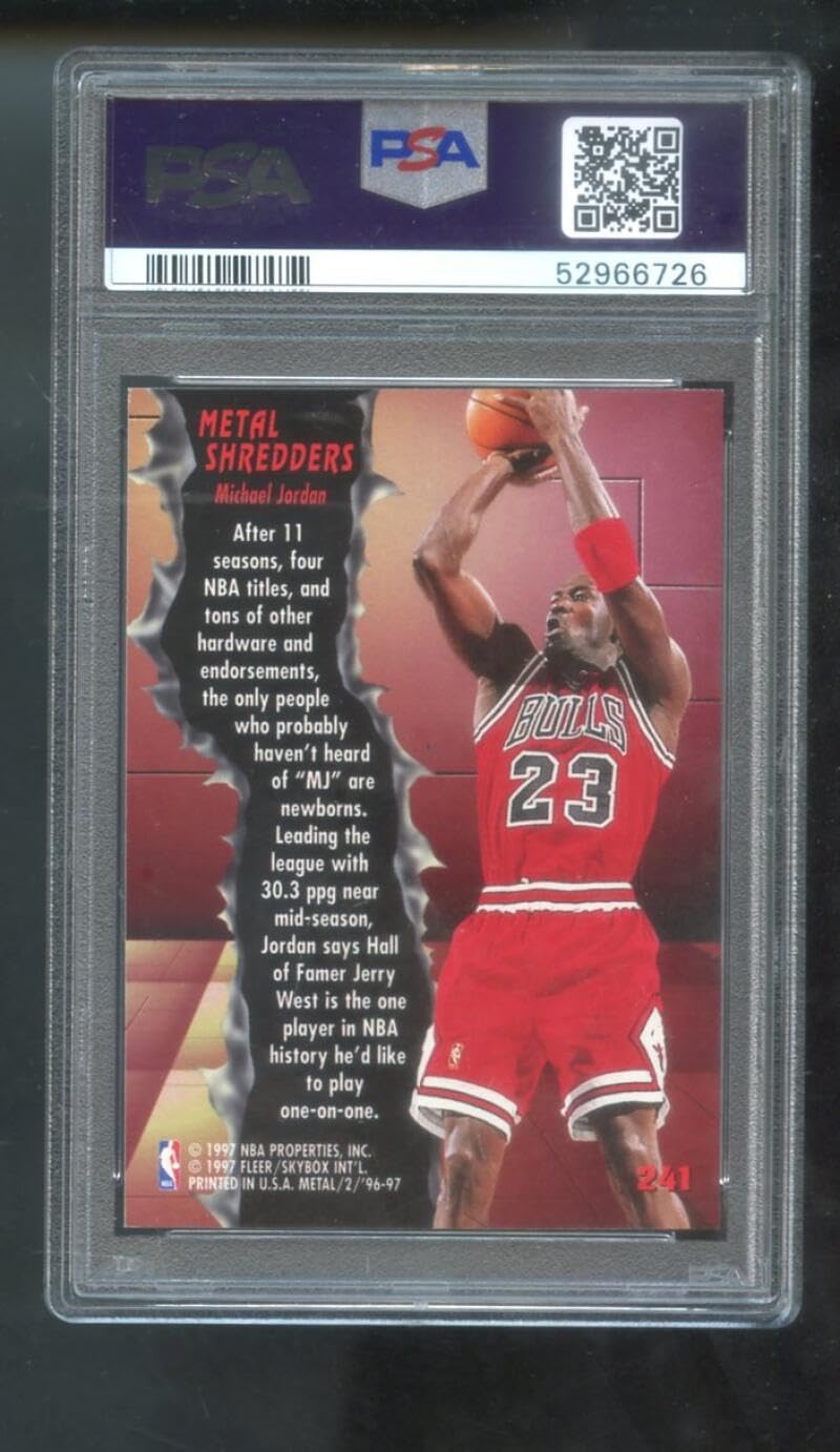 1996-97 Fleer Metal #241 Michael Jordan PSA 8 Graded Basketball Card NBA Metal Shredders Chicago Bulls 1996-1997 96-97