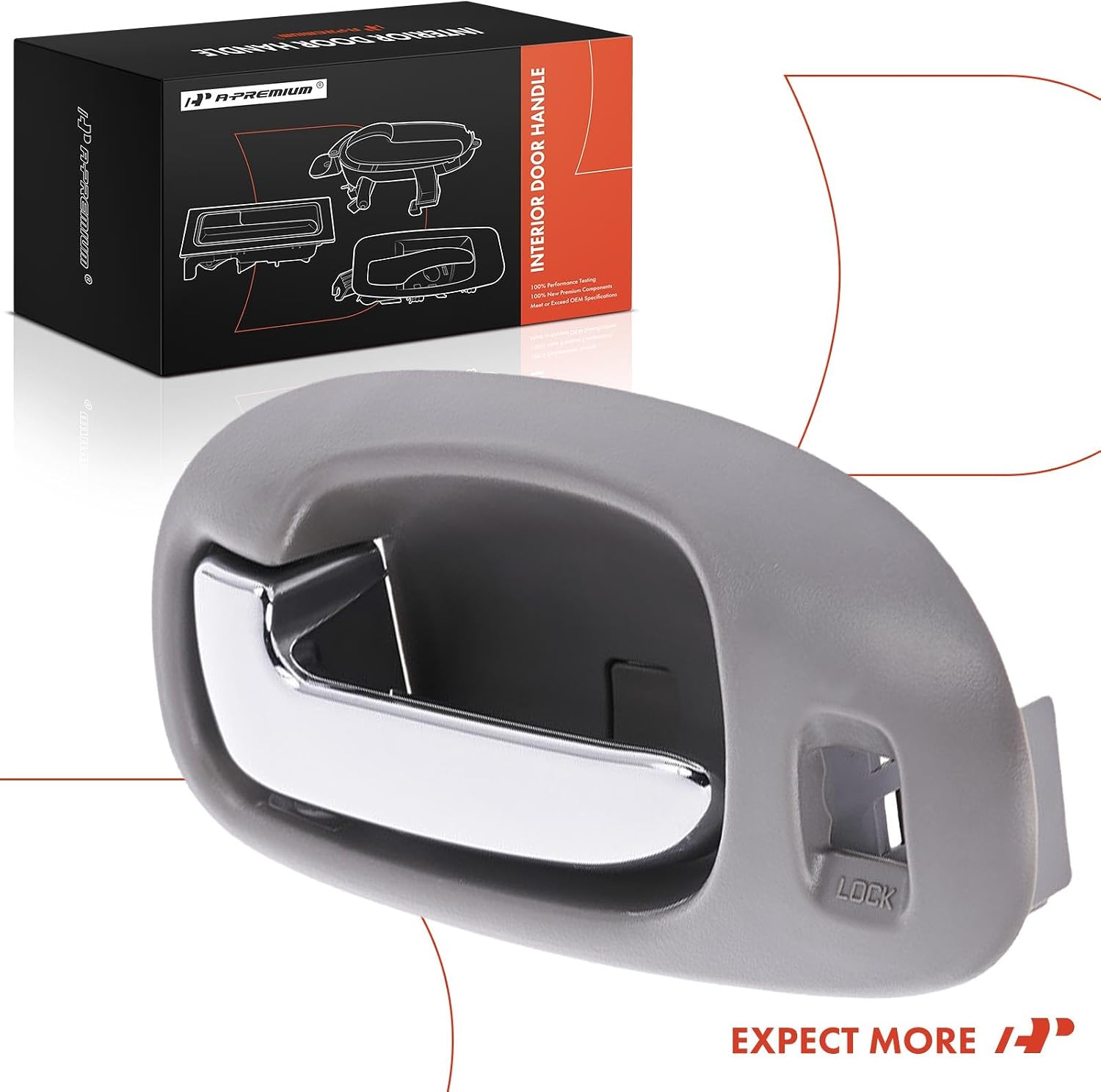 A-Premium Front Left Driver Side Interior Door Handle Compatible with Chrysler Sebring 2001-2006 & Dodge Stratus 2001-2006, Sedan, Light Gray & Chrome, Replace# US271L5AALG