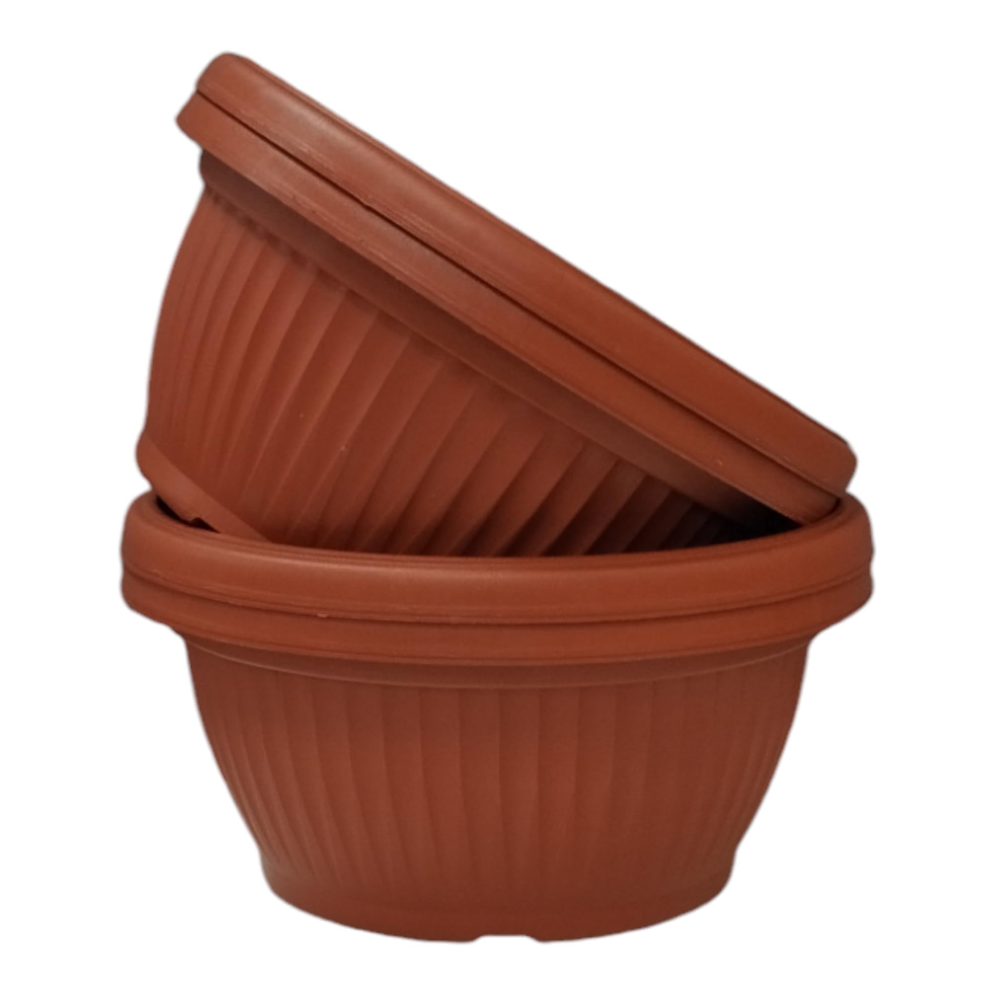 Harshdeep Bonsai Plant Pot 12 Inch - Bello Bowl - Indoor Outdoor Home Balcony Terrace Garden Decorative Round Planter Set of 4 (Terracotta)