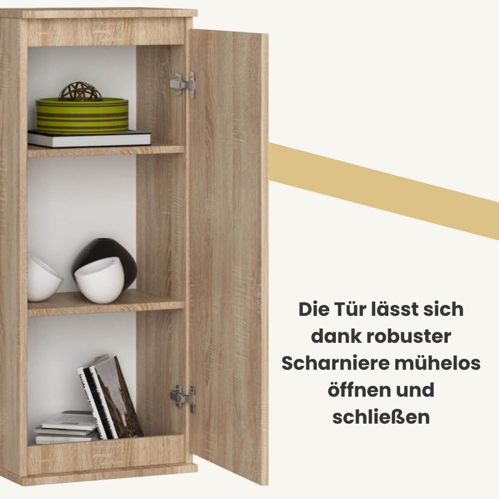 AKORD Hängeschrank W40 40 cm | mit 1 Tür | Küchenschränke | Geräumig | Für eine kleine Küche | Für eine Küchenzeile | B40 x H99 x T30 cm | Gewicht 17,05 kg | Zeitlos | Sonoma Eiche