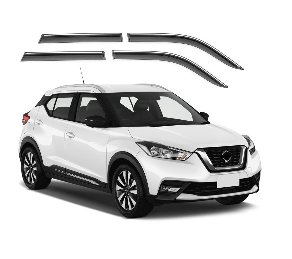 Unbreakable Chrome line Door Visor/Wind Deflector/Rain Guard Compatible for Nissan Kicks (Set of 4pc)-image-39