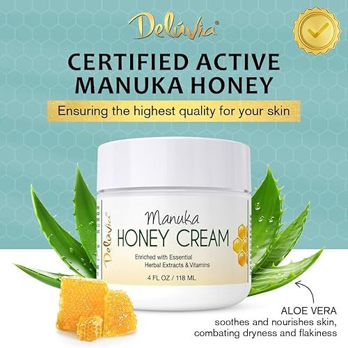 Miniatura 8 de Deluvia Manuka Honey Cream  Loción hidratante y calmante para rostro y cuerpo  para piel sensible, eczema, psoriasis y dermatitis  4 onzas, paquete