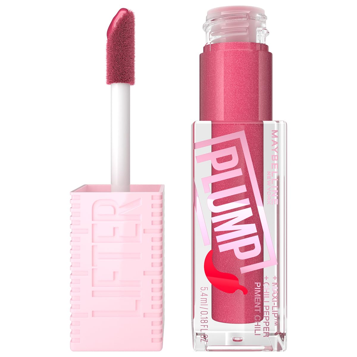 Maybelline New York Lifter Plump 002 Mauve Bite, błyszczyk powiększający usta, 5,4 ml