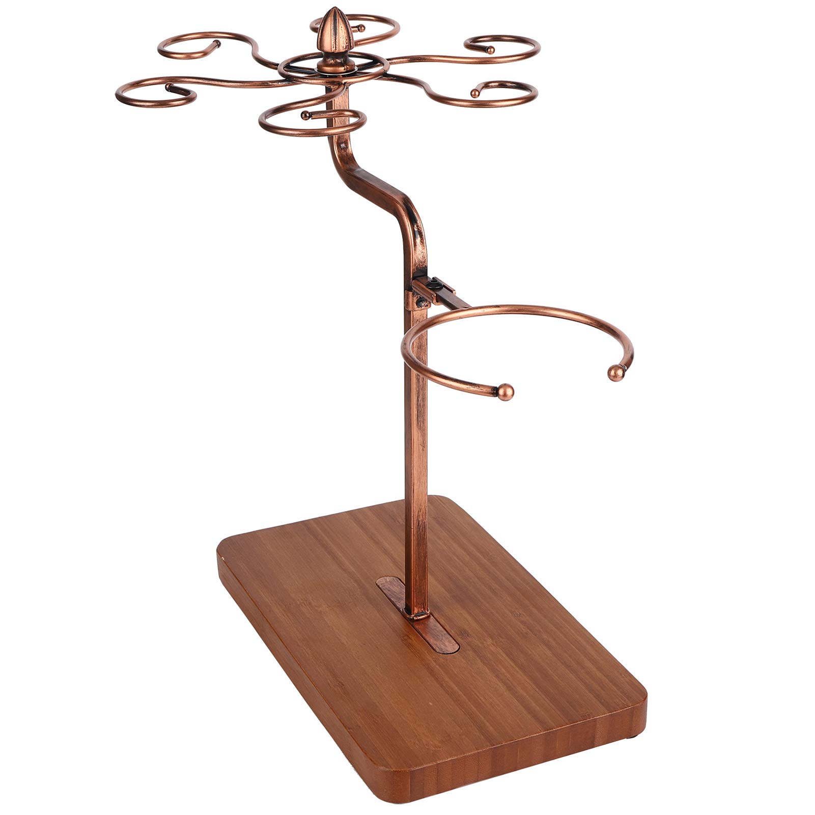 Ausla Soporte para copas de vino con soporte para botellas, soporte de mesa para 6 copas y 1 botella, soporte de exhibición de copas de vino de metal para cocina, salón y bar (bronce)