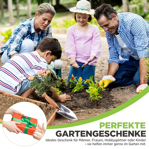 WORKPRO Gartenschaufel Klein 28 cm, Blumenkelle aus Hochwertigem, Dickwandigem Edelstahl mit Holzgriff, Robust und Langlebig, Pflanzschaufel zum Graben, Pflanzen und Umpflanzen