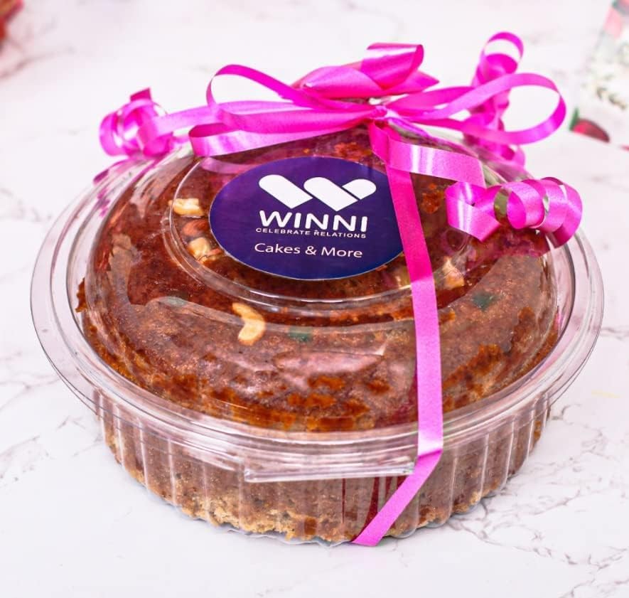 Image of WINNI - Fresh Raisins Plum Cake Gift Pack | Handmade Eggless Cake Loaded With Juicy Raisins | Celebration Gift For Birthday, Anniversary, Valentine's Day, Mother's Day, Father's Day, Girlfriend, Boyfriend, Girls, Boys, Couple, Partner, Student | Luxury Cake | Best Return Gift Box