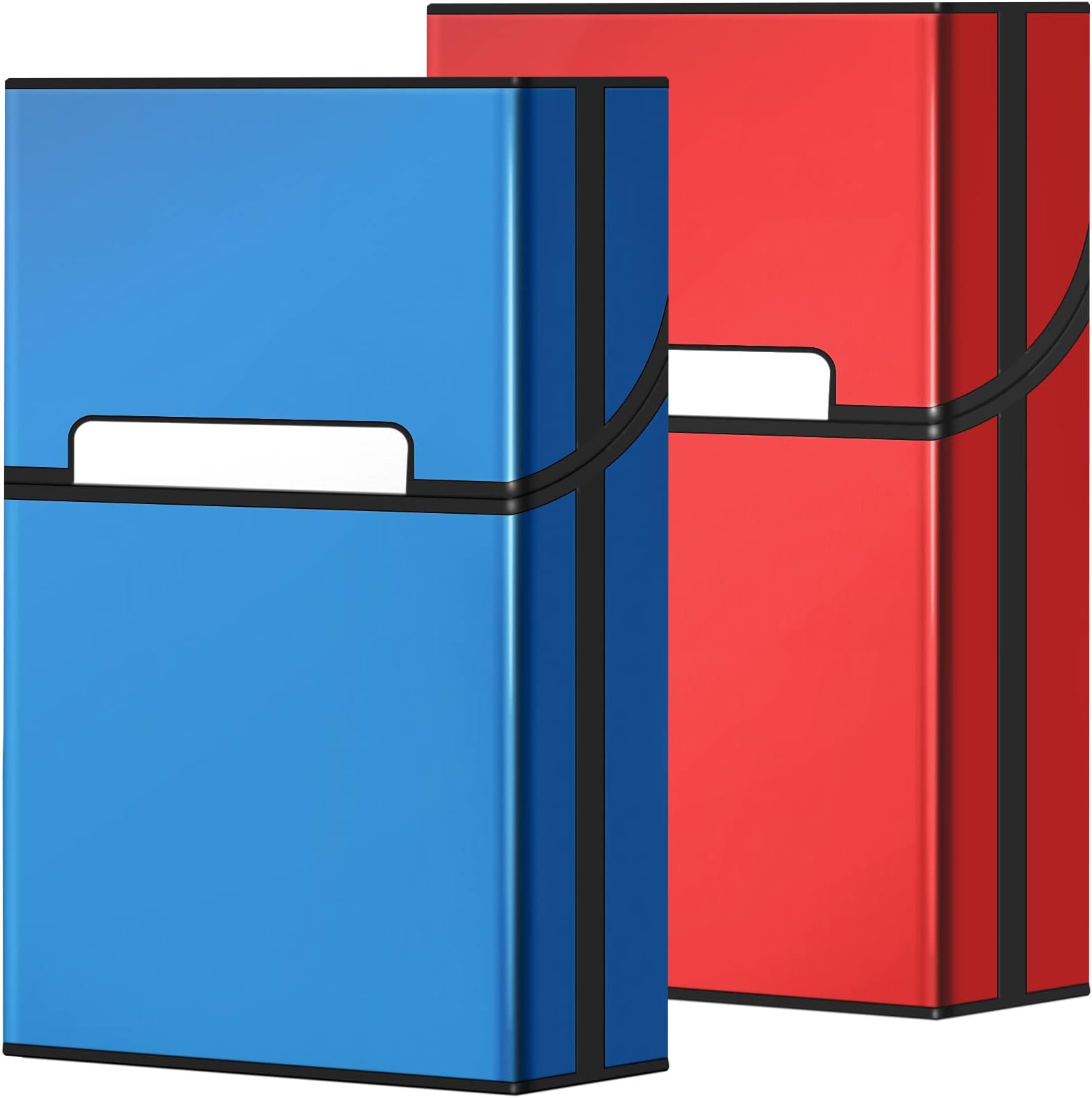 roygra Cigarette Case 2 Pack - 85mm King Size, Magnetic 20 Capacity Aluminum (Blue + Red)