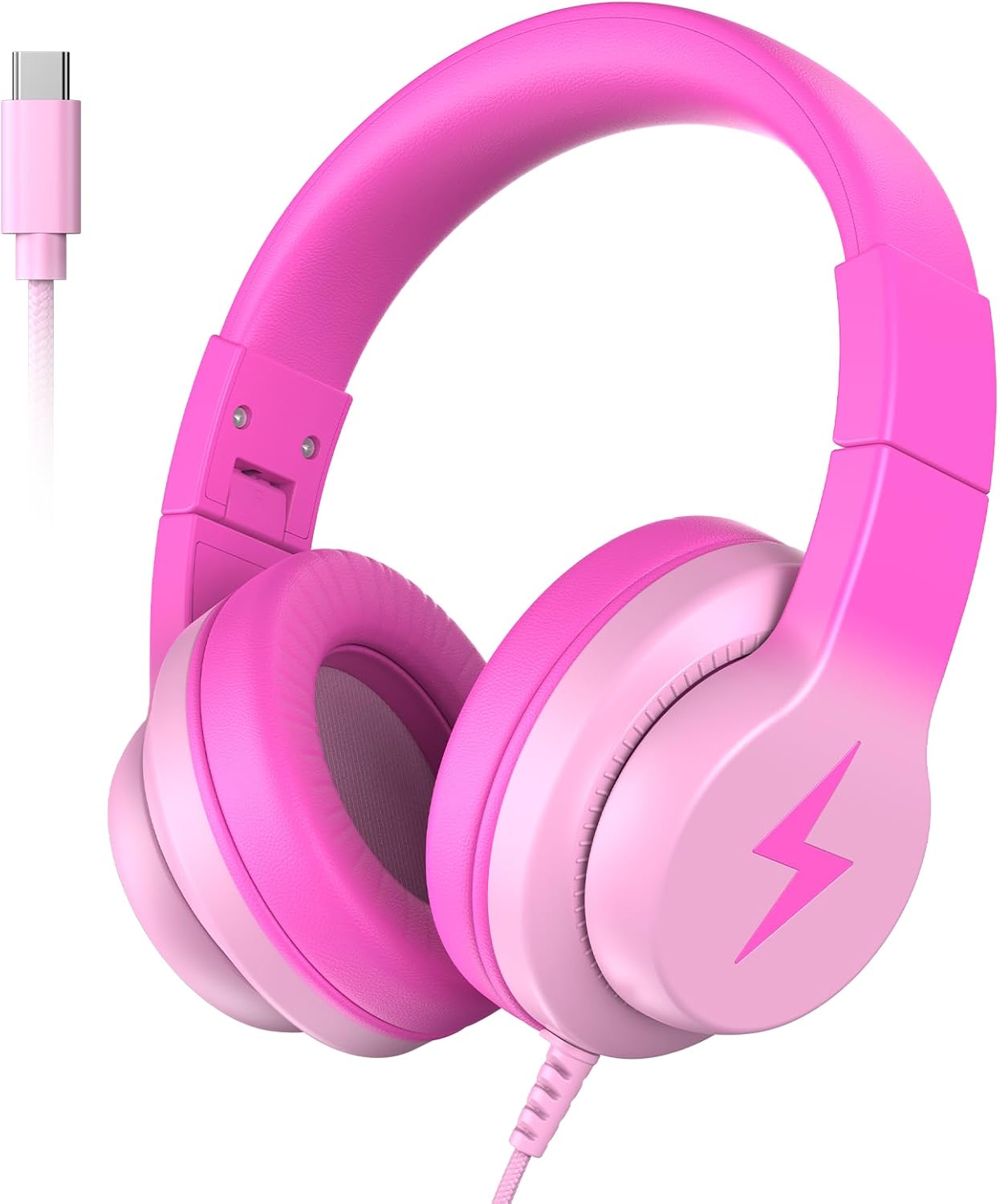 Wired Kids Headphones, USB Type C Headphones for Kids, 85dB Safe Volume, HD Stereo Sound, Comfortable Fit, Adjustable & Foldable,Ideal for School/ Travel (Gradient Deep Pink, Without Microphone) Wired Kids Headphones, USB Type C Headphones for Kids, 85dB Safe Volume, HD Stereo Sound, Comfortable Fit, Adjustable & Foldable,Ideal for School/ Travel (Gradient Deep Pink, Without Microphone)