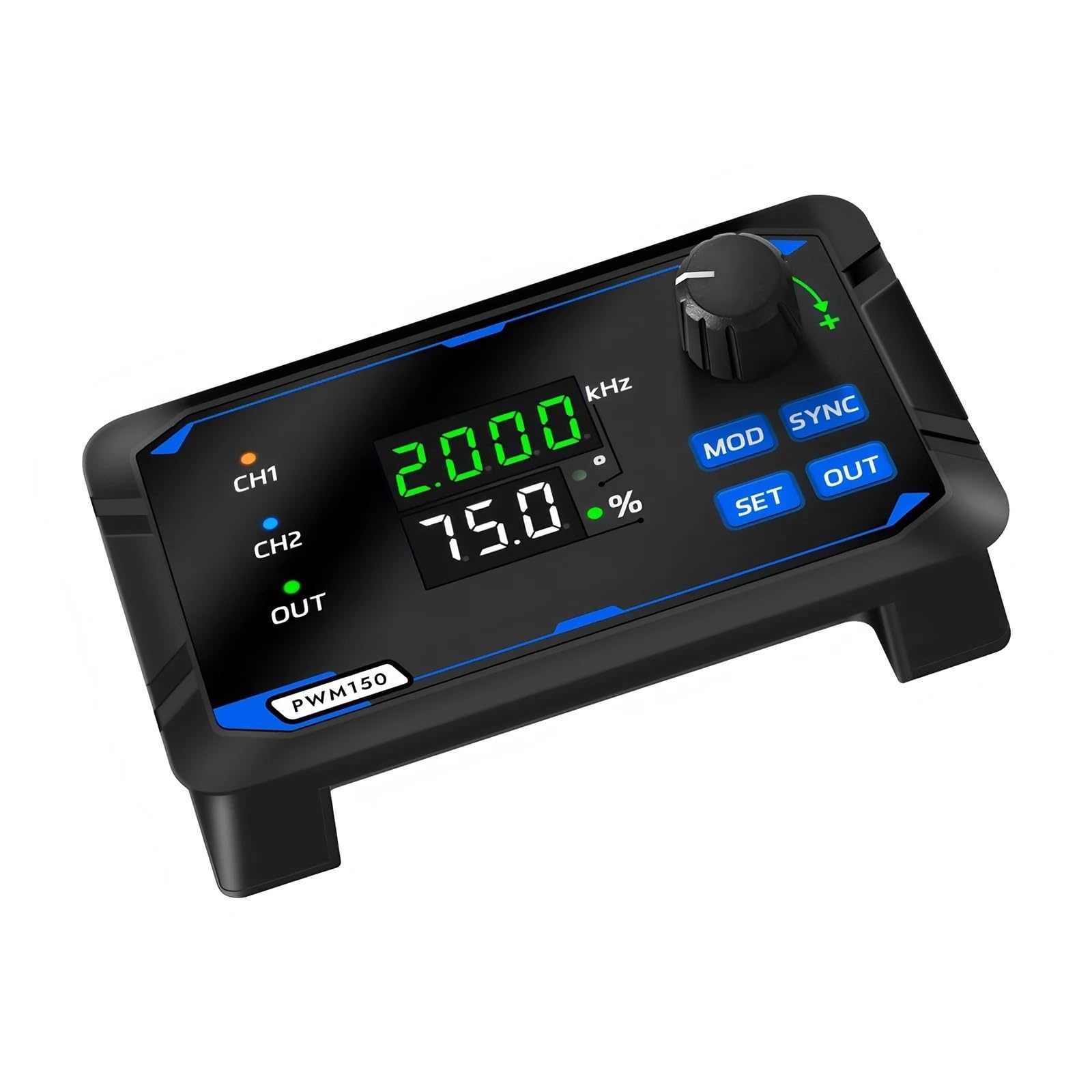 Generador de señal PWM150 de 2 canales/doble canal, accionado por servomotor, onda cuadrada, onda de pulso, frecuencia, ciclo de trabajo, fase ajustable.