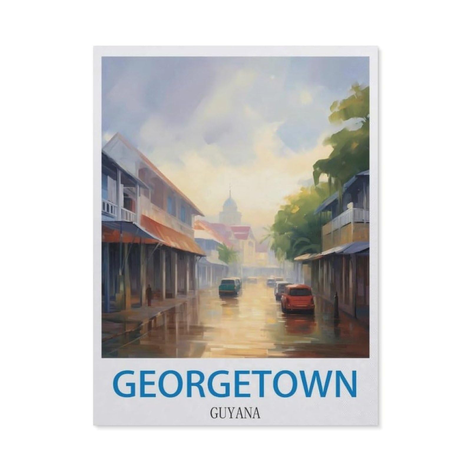 BEAYODKP 5D Diamond Painting Kits，Georgetown Guyana，DIY Rhinestone Embroidery Set Paint with Diamond Art by Number Kits Cross Stitch Home Wall Craft Decoration（30 x 40 cm/11.81 x 15.74 inches）-CN100