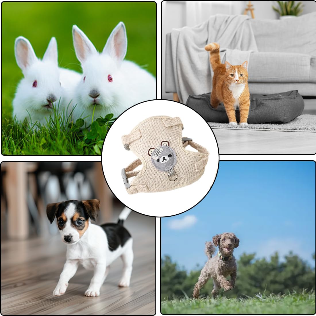 NJCXOLA Guinzaglio Per Coniglio Nano, Accessori Conigli, Imbracature, Stoviglie Con Guinzaglio, Pettorina Regolabile, per Piccoli Animali(Beige, S)