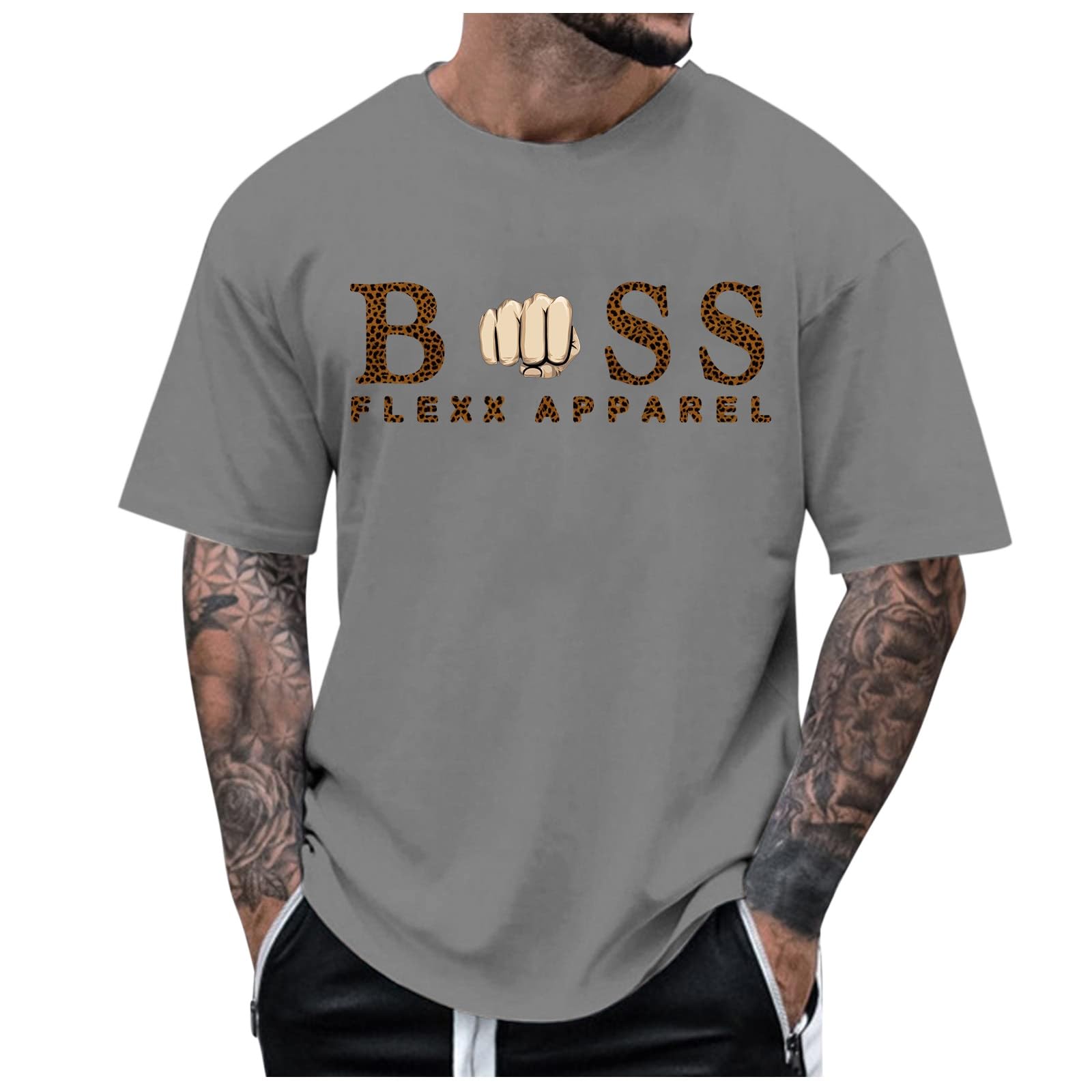 Men's T-Shirts Cotton Short Sleeve T Shirts for Men UPF 50+ Moisture Wicking T-Shirt Casual Crew Neck Pocket Tee Workout Tops Shirts Training Bodybuilding Vests Tops Tees (Dark Gray,5XL)