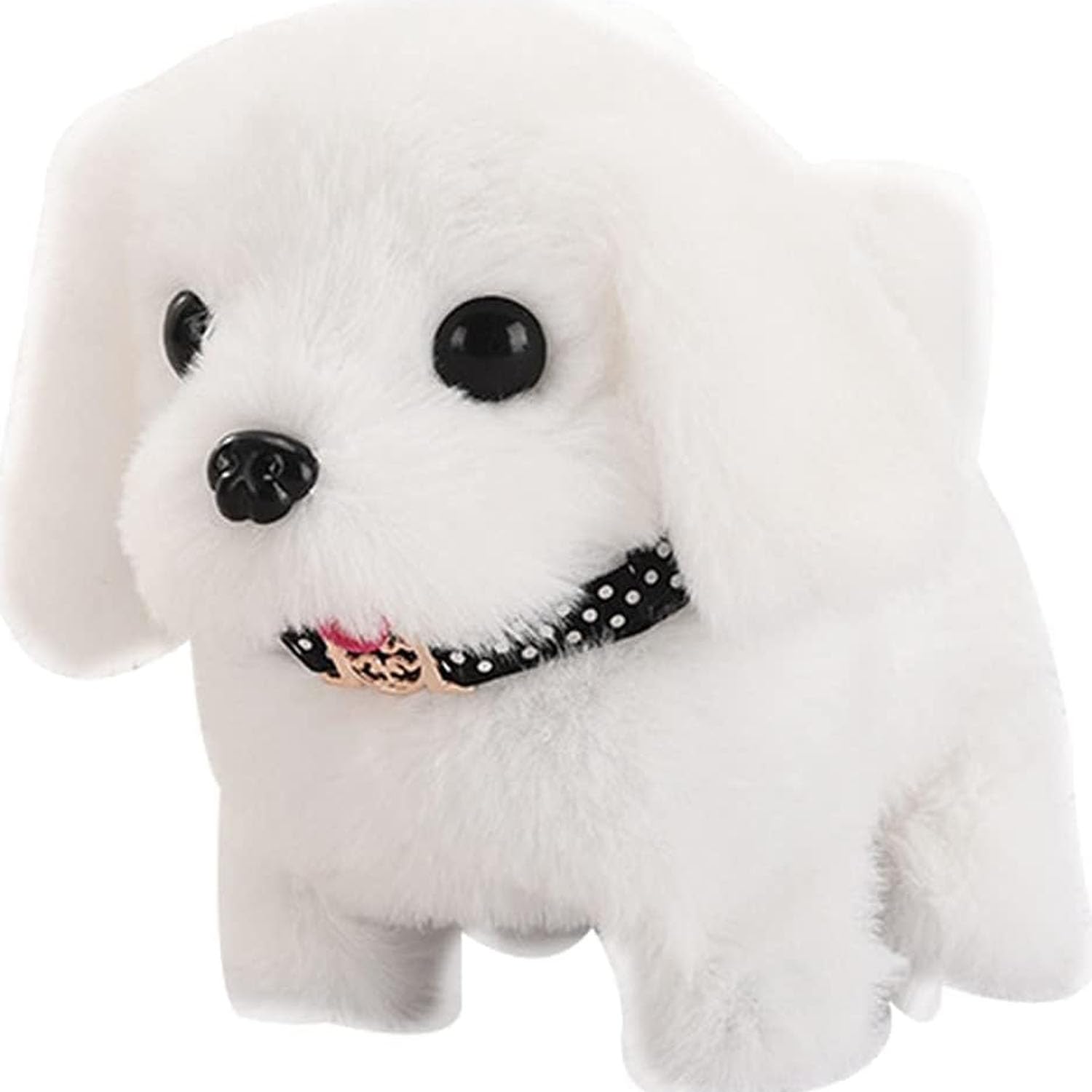 SHINETOY Cute Plush Puppy Toy for Kids, Battery Operated Walking Barking & Jumping Dog, Soft Interactive Realistic Pet with Tail Wagging, Birthday Gift for Babies & Toddlers, White-image-25