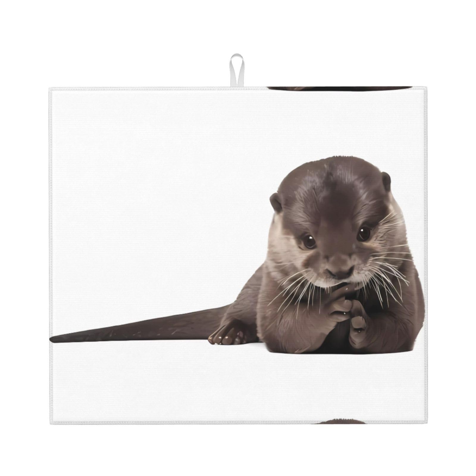 Yyhhaofa Black Cute Otter Prints Kitchen Drying Mat – Absorbent Dish Throw For Countertops, Non-Slip Quick-Dry Layer With Stylish Prints