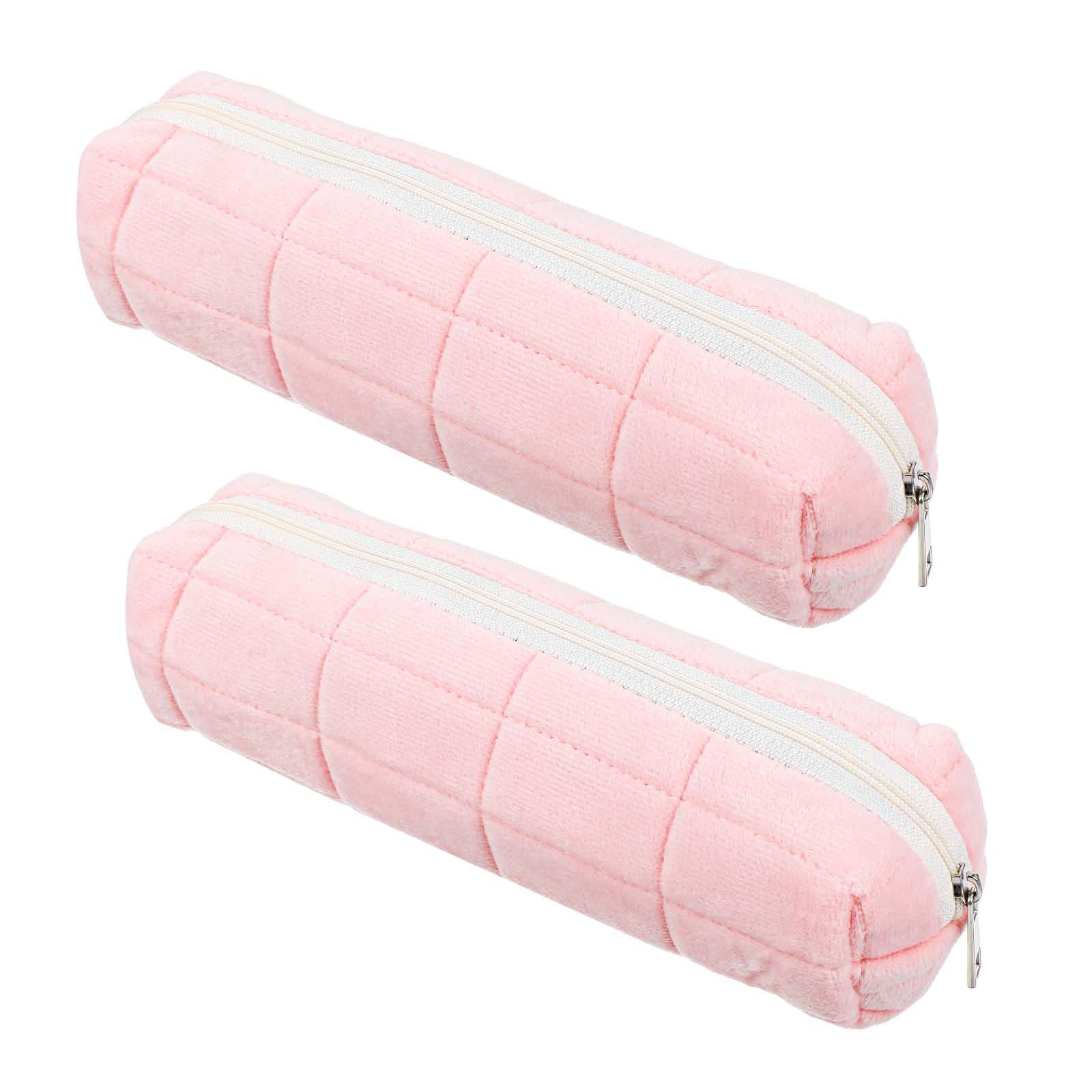 Gjinxi Small Pencil Pouch 2PCs Pen Pouch Cute Simple Zipper Case Pink for Office School Storage Bags Mini Makeup Cosmetic Bag