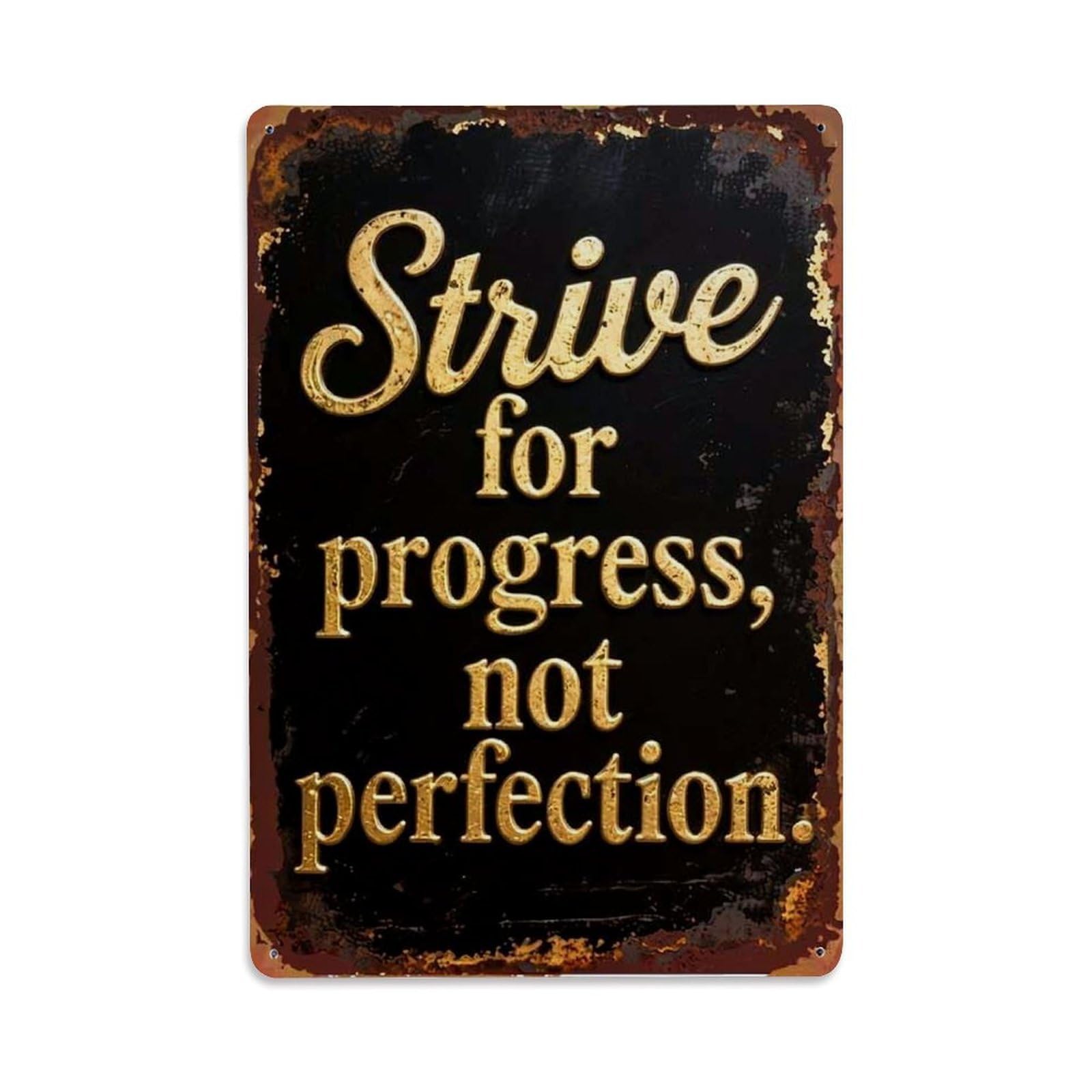 Jdfenggu Vintage Strive For Progress Not Perfection Retro Metal Tin Sign, Decor Art Poster For Bar, Home, Man Cave, Kitchen, Laundry Room Gift 8X12inch