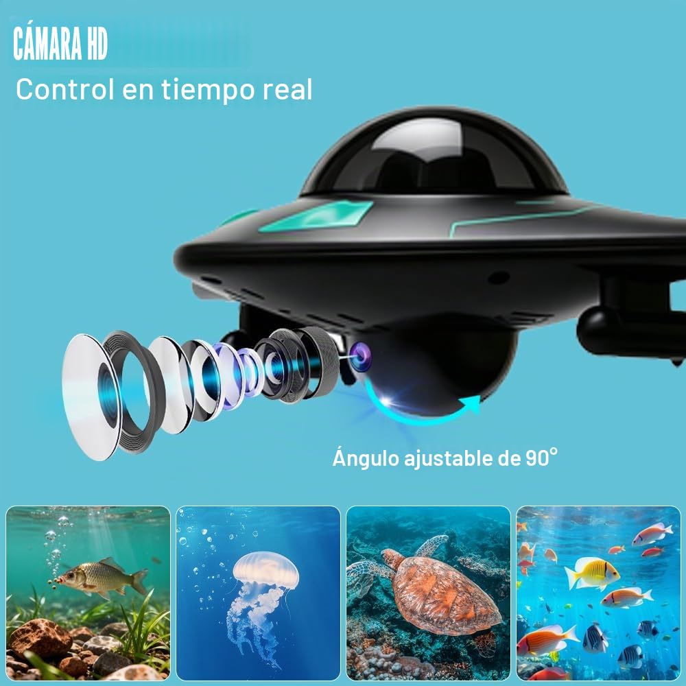 Barco de control remoto, barco RC con cámara de alta definición, luces LED, control inalámbrico por aplicación, ángulo de cámara ajustable, nave espacial acuática de alta velocidad